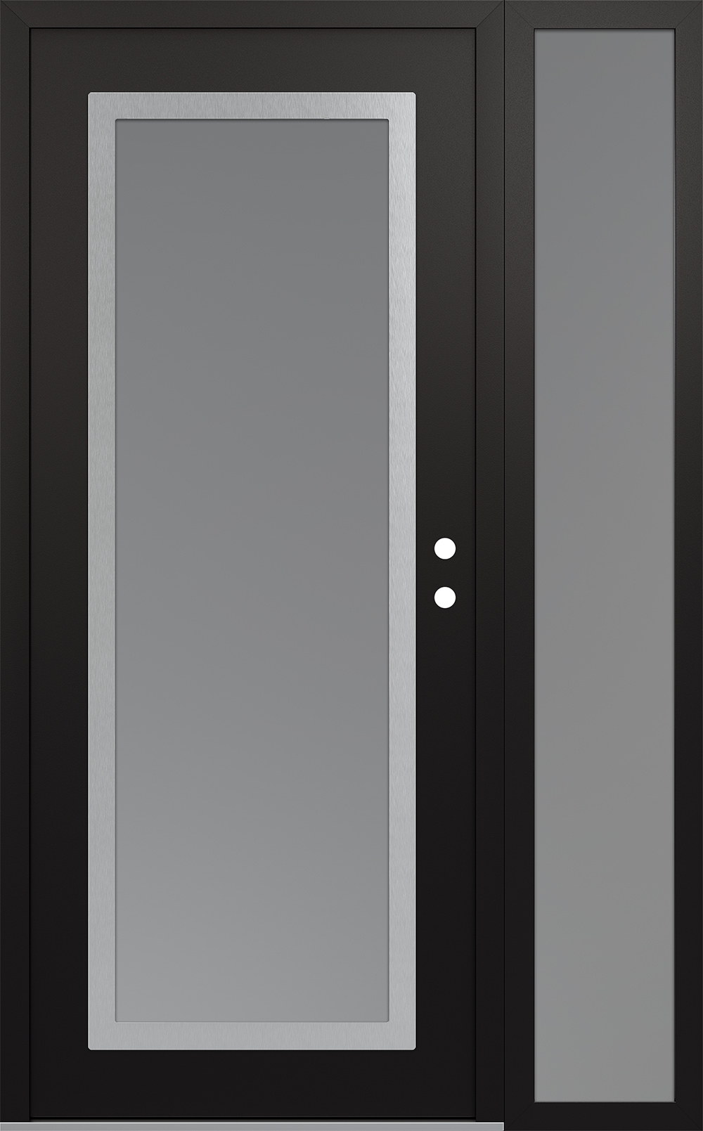 Modern Steel Front Door Diamond C1 52" x 80" black/white frosted Glass Panel stainless steel LHI with Sidelite frosted Glass