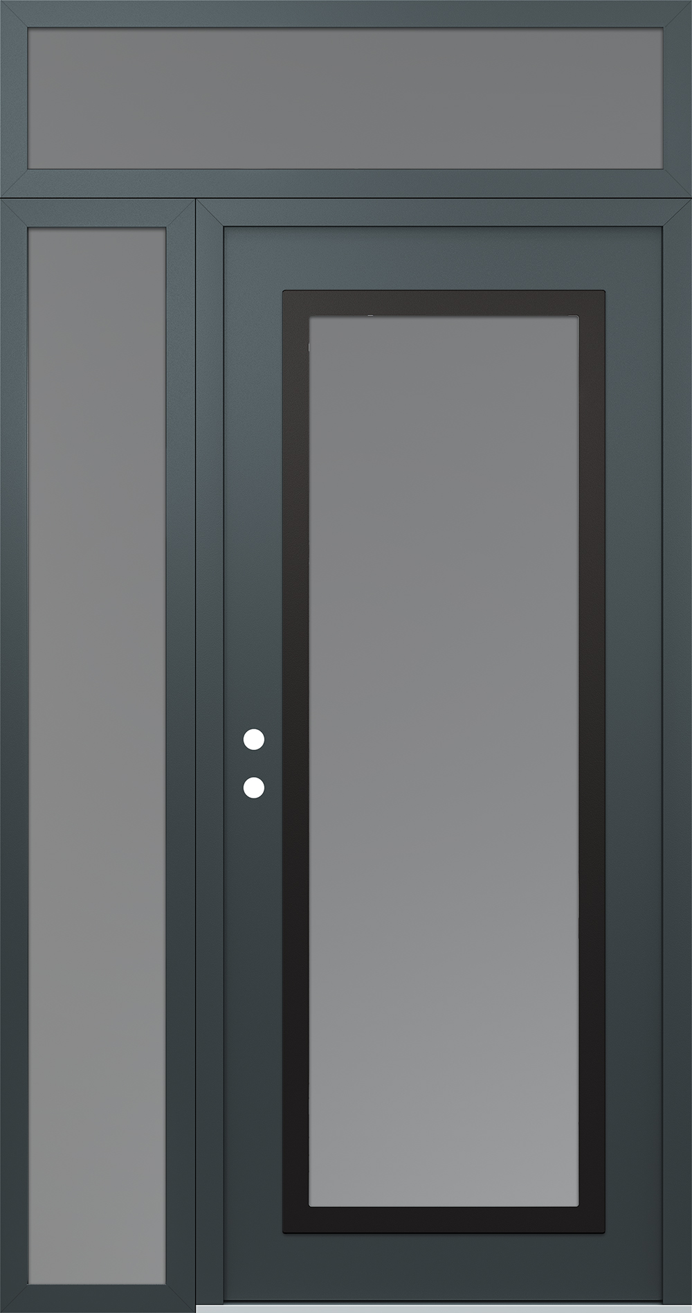 Modern Steel Front Door Diamond C1 52" x 96" anthracite/anthracite frosted Glass Panel black RHI with Sidelite and Transom frosted Glass