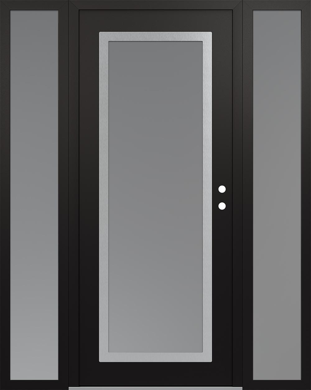Modern Steel Front Door Diamond C1 60" x 80" black/white frosted Glass Panel stainless steel LHI with 2 Sidelites frosted Glass