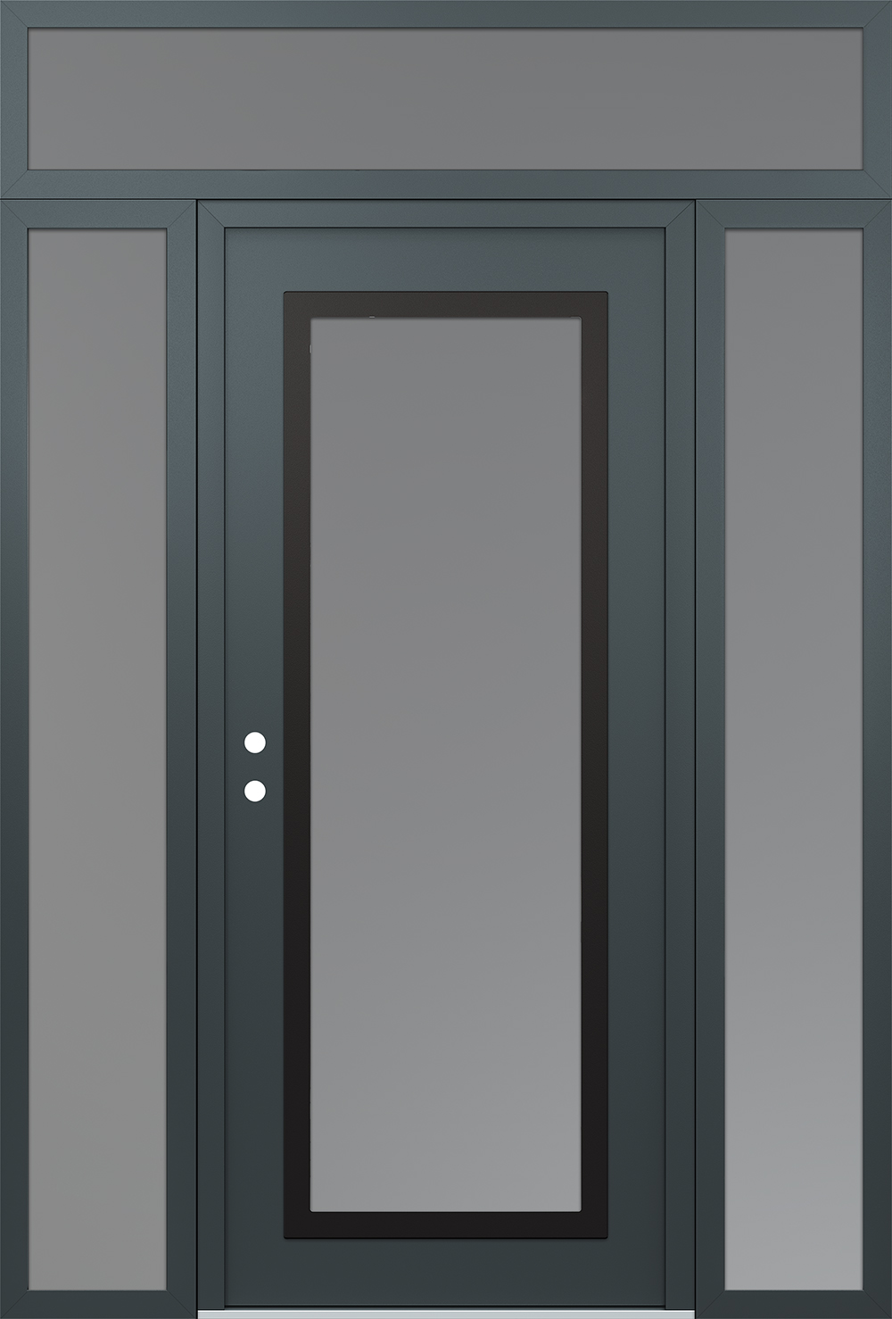 Modern Steel Front Door Diamond C1 60" x 96" anthracite/anthracite frosted Glass Panel black RHI with 2 Sidelites and Transom frosted Glass