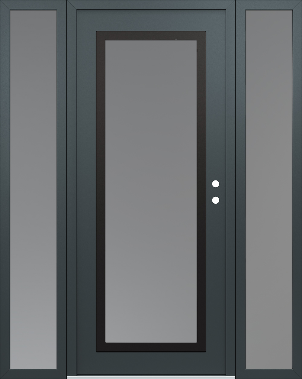 Modern Steel Front Door Diamond C1 64" x 80" anthracite/anthracite frosted Glass Panel black LHI with 2 Sidelites frosted Glass