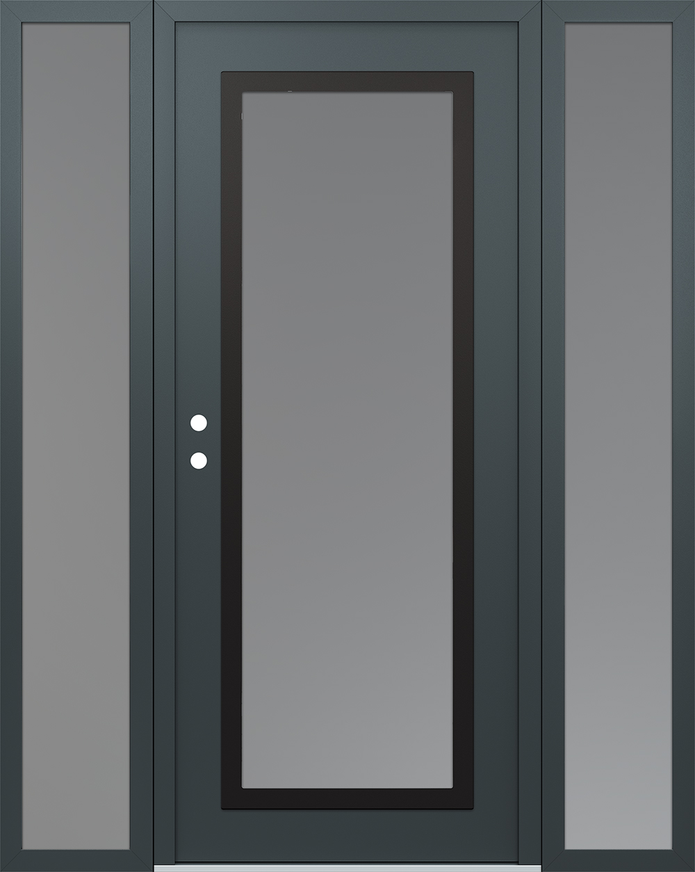 Modern Steel Front Door Diamond C1 64" x 80" anthracite/anthracite frosted Glass Panel black RHI with 2 Sidelites frosted Glass