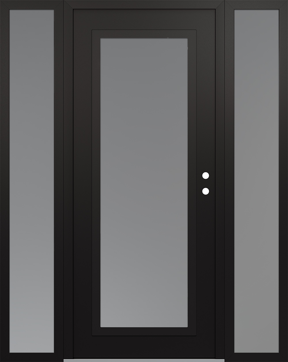 Modern Steel Front Door Diamond C1 68" x 80" black/white frosted Glass Panel black LHI with 2 Sidelites frosted Glass