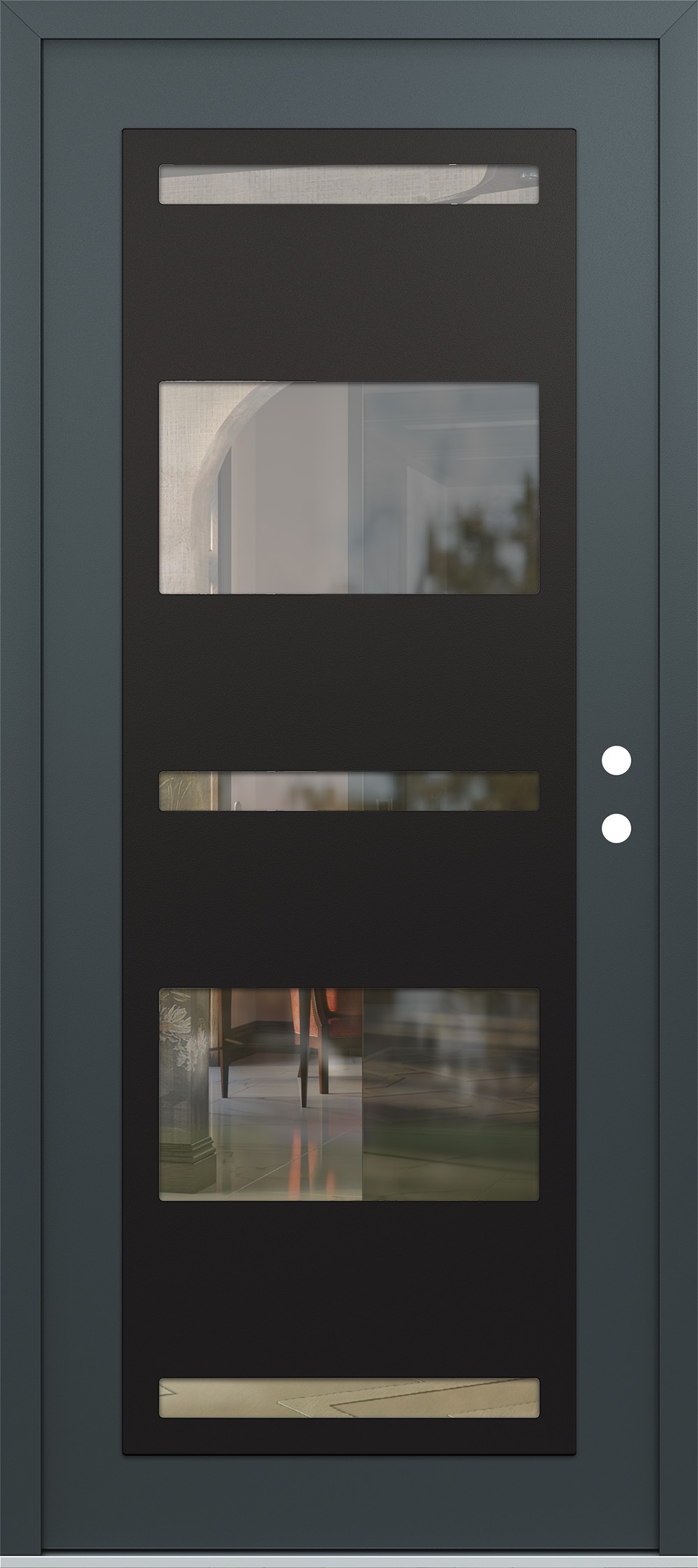 Modern Steel Front Door Diamond C10 36" x 80" anthracite/anthracite clear Glass Panel black LHI