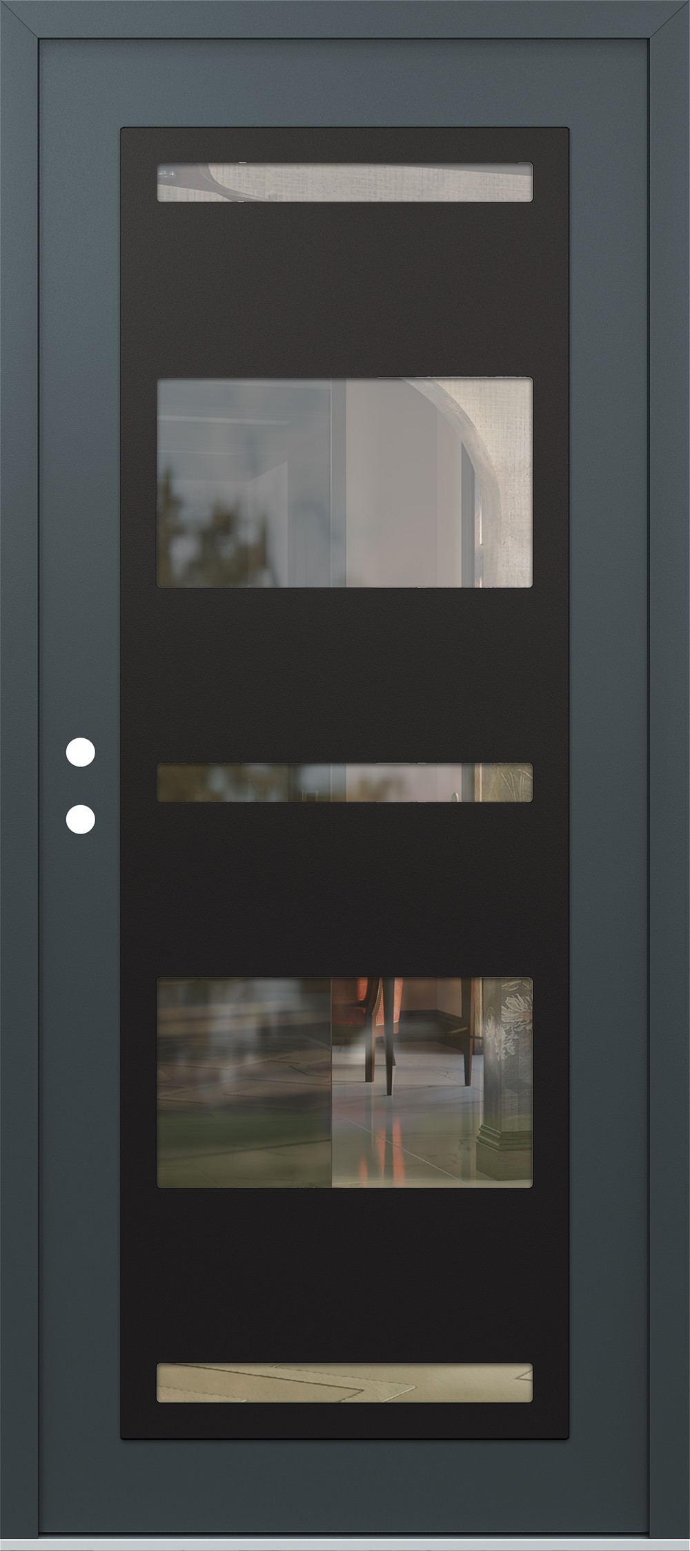 Modern Steel Front Door Diamond C10 36" x 80" anthracite/anthracite clear Glass Panel black RHI