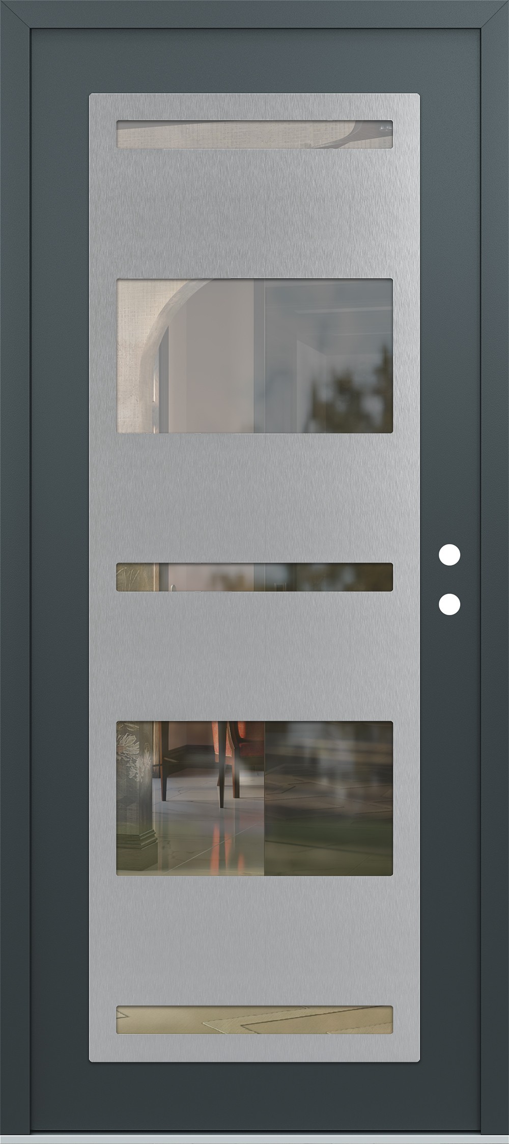 Modern Steel Front Door Diamond C10 36" x 80" anthracite/anthracite clear Glass Panel stainless steel LHI