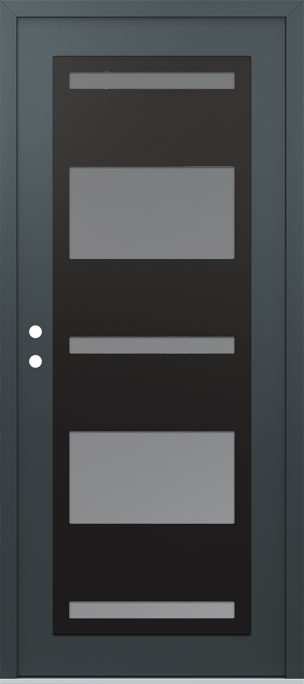 Modern Steel Front Door Diamond C10 36" x 80" anthracite/anthracite frosted Glass Panel black RHI