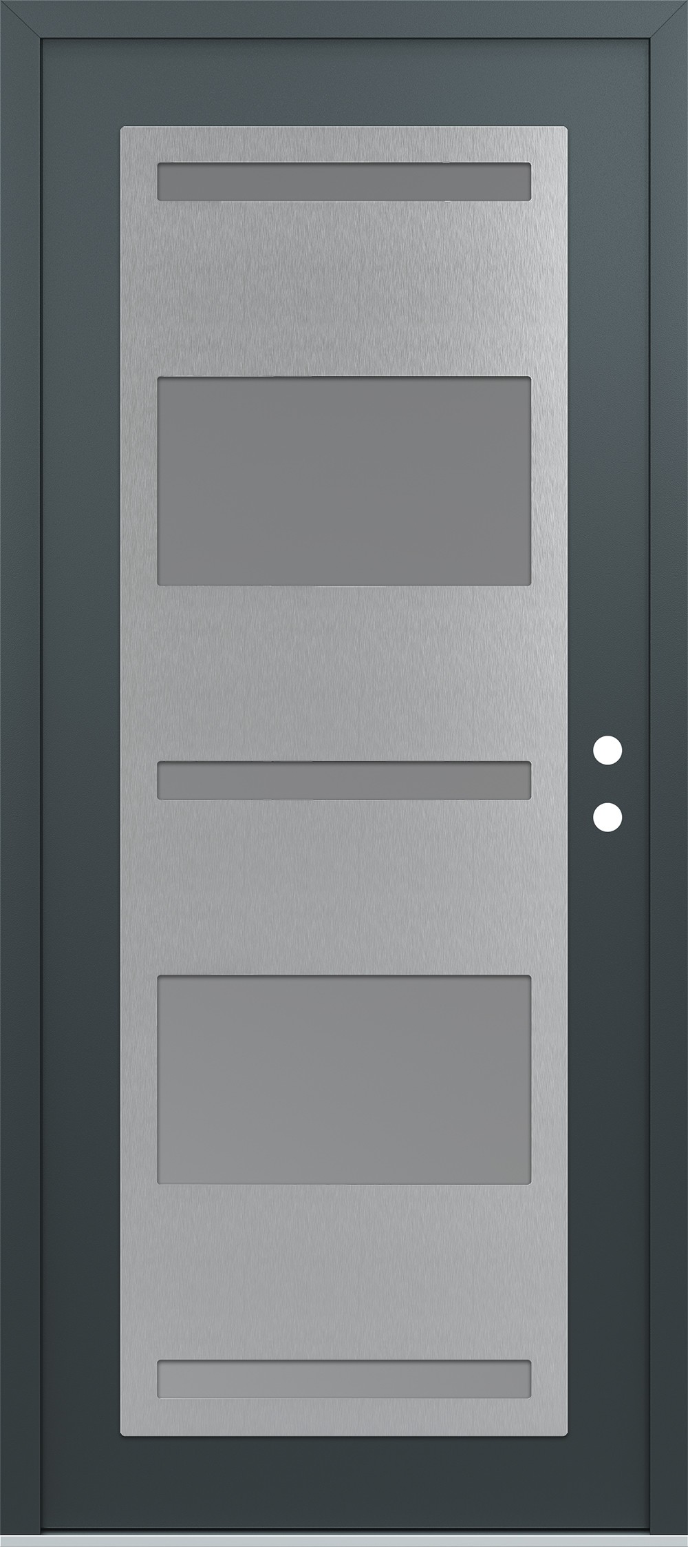 Modern Steel Front Door Diamond C10 36" x 80" anthracite/anthracite frosted Glass Panel stainless steel LHI
