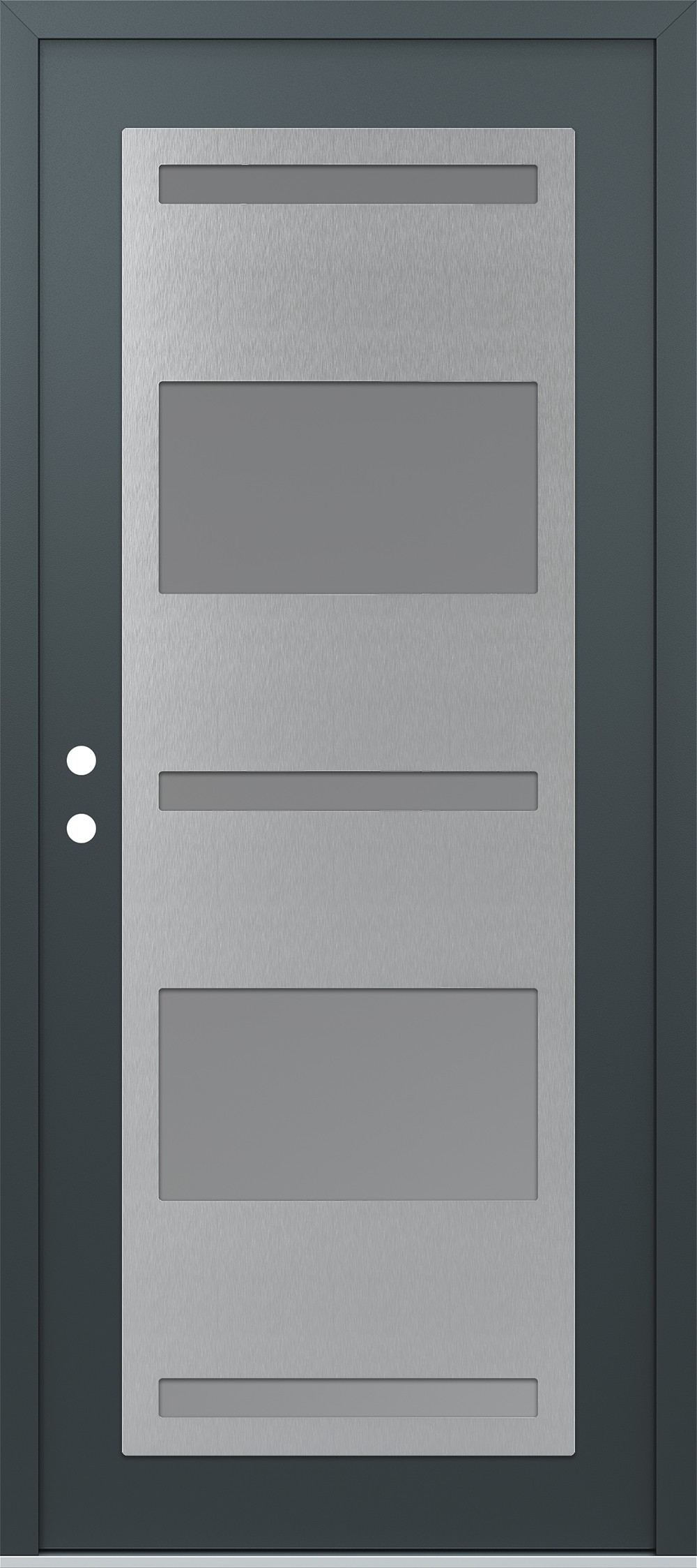 Modern Steel Front Door Diamond C10 36" x 80" anthracite/anthracite frosted Glass Panel stainless steel RHI