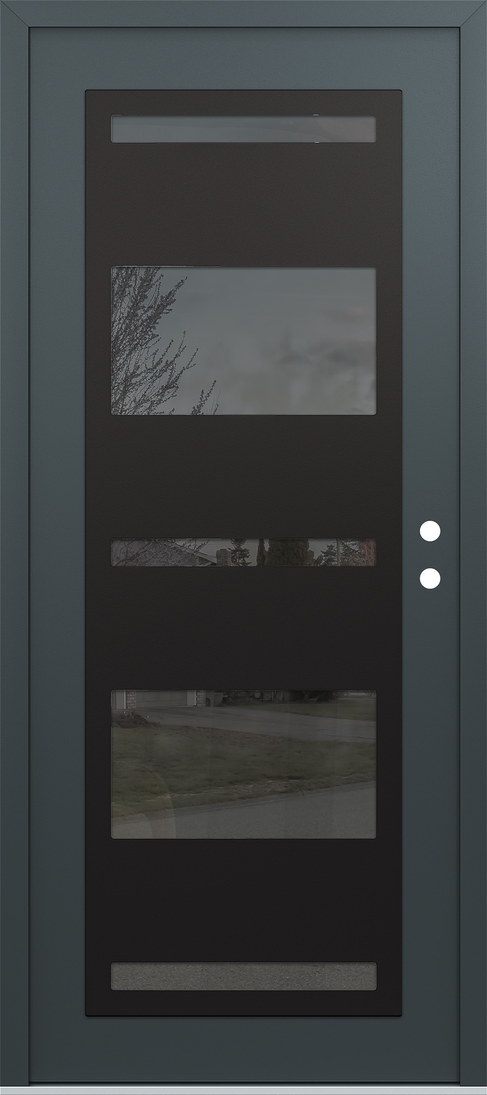 Modern Steel Front Door Diamond C10 36" x 80" anthracite/anthracite mirrored Glass Panel black LHI