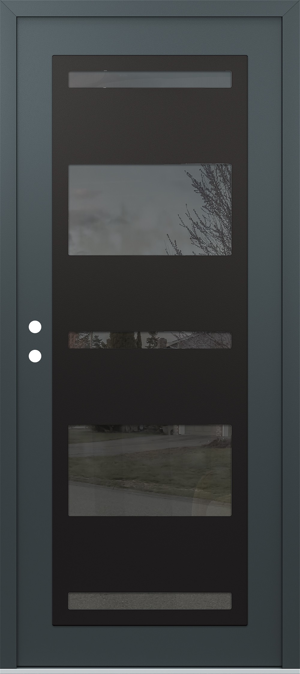 Modern Steel Front Door Diamond C10 36" x 80" anthracite/anthracite mirrored Glass Panel black RHI