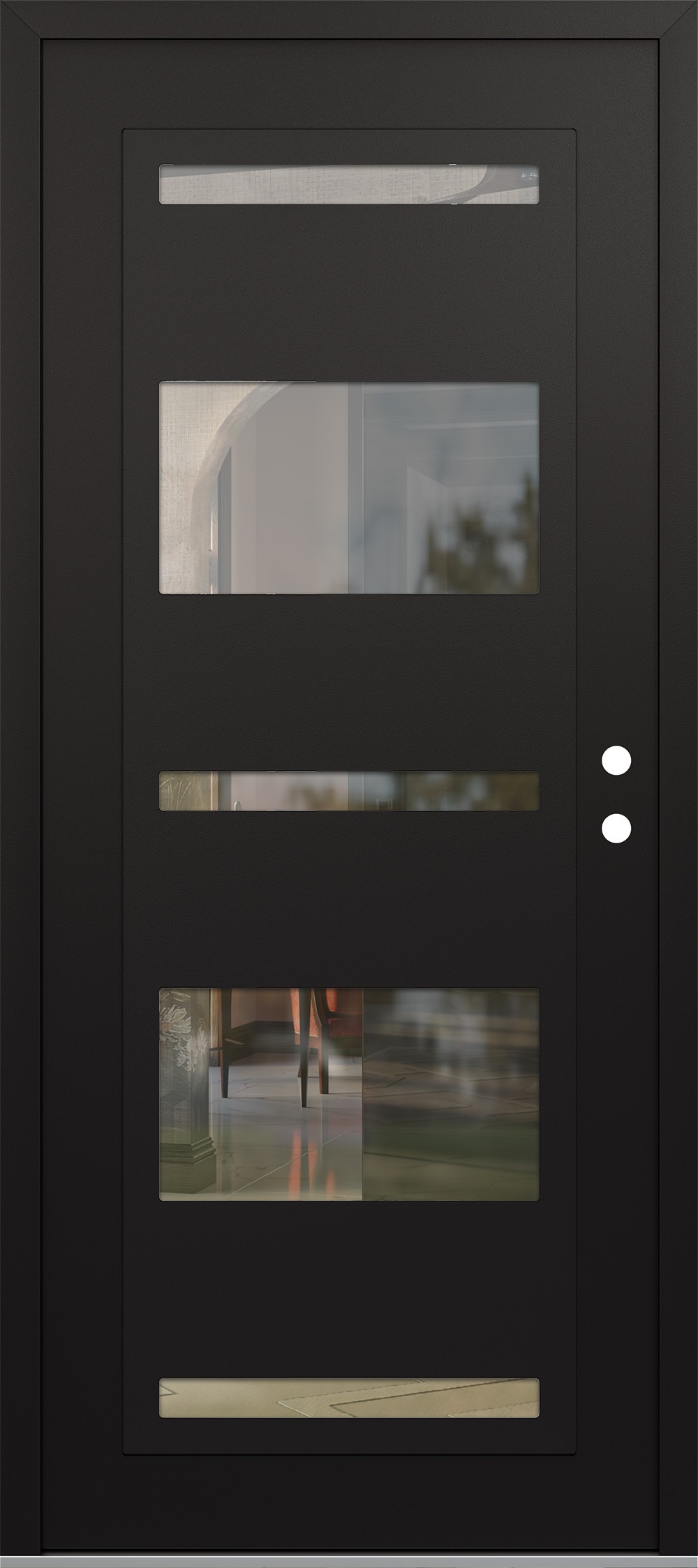 Modern Steel Front Door Diamond C10 36" x 80" black/black clear Glass Panel black LHI