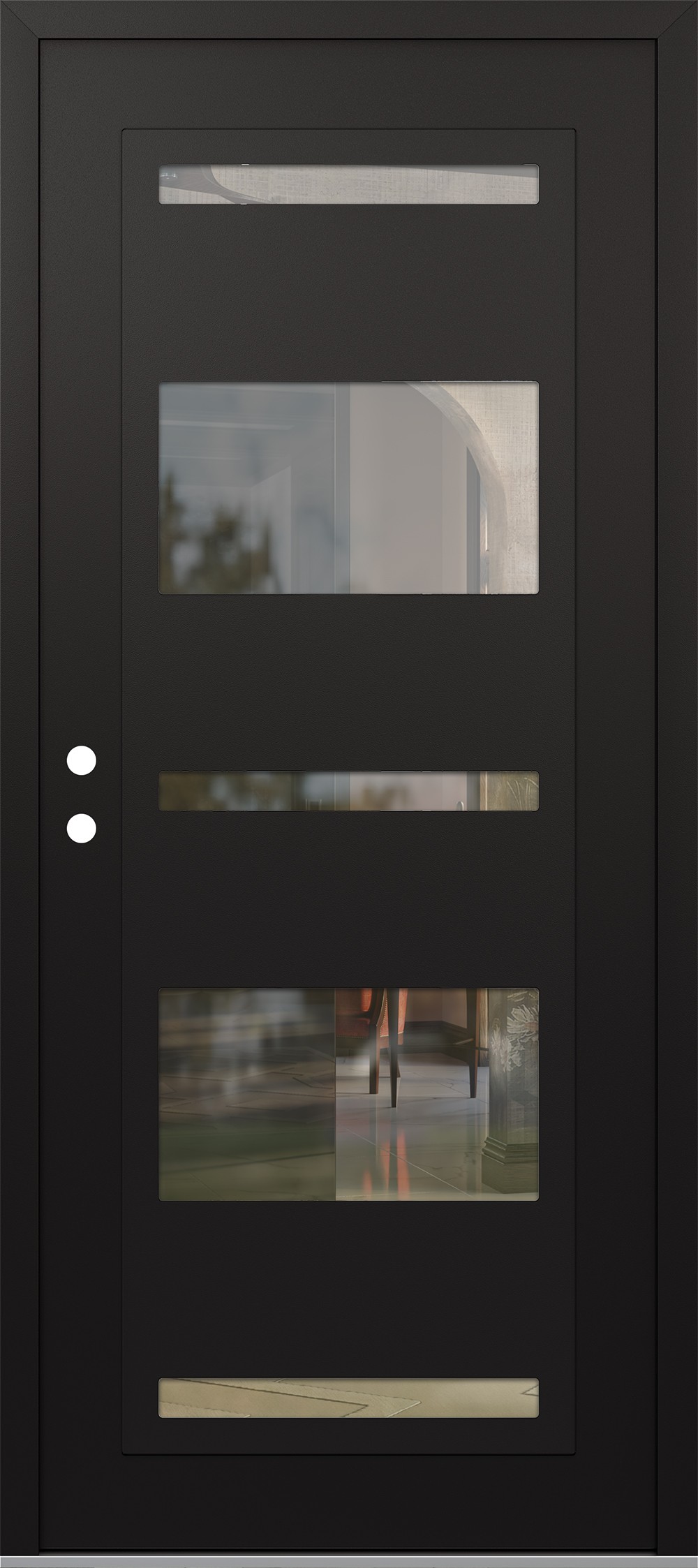 Modern Steel Front Door Diamond C10 36" x 80" black/black clear Glass Panel black RHI