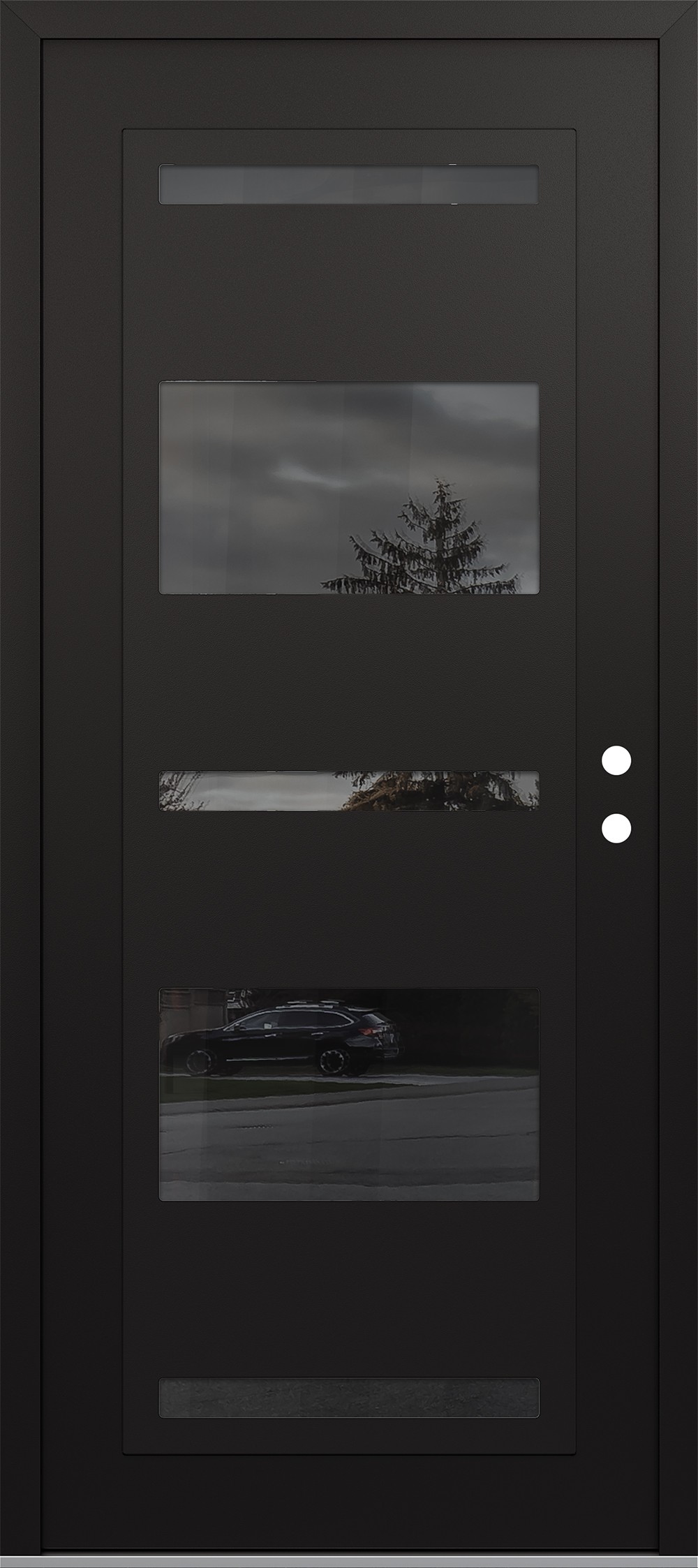 Modern Steel Front Door Diamond C10 36" x 80" black/black mirrored Glass Panel black LHI
