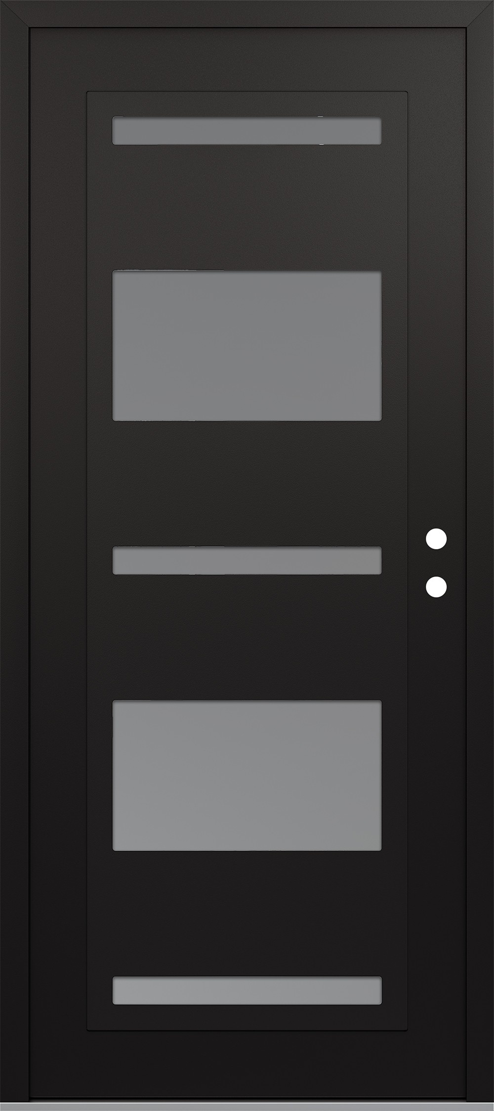 Modern Steel Front Door Diamond C10 36" x 80" black/white frosted Glass Panel black LHI