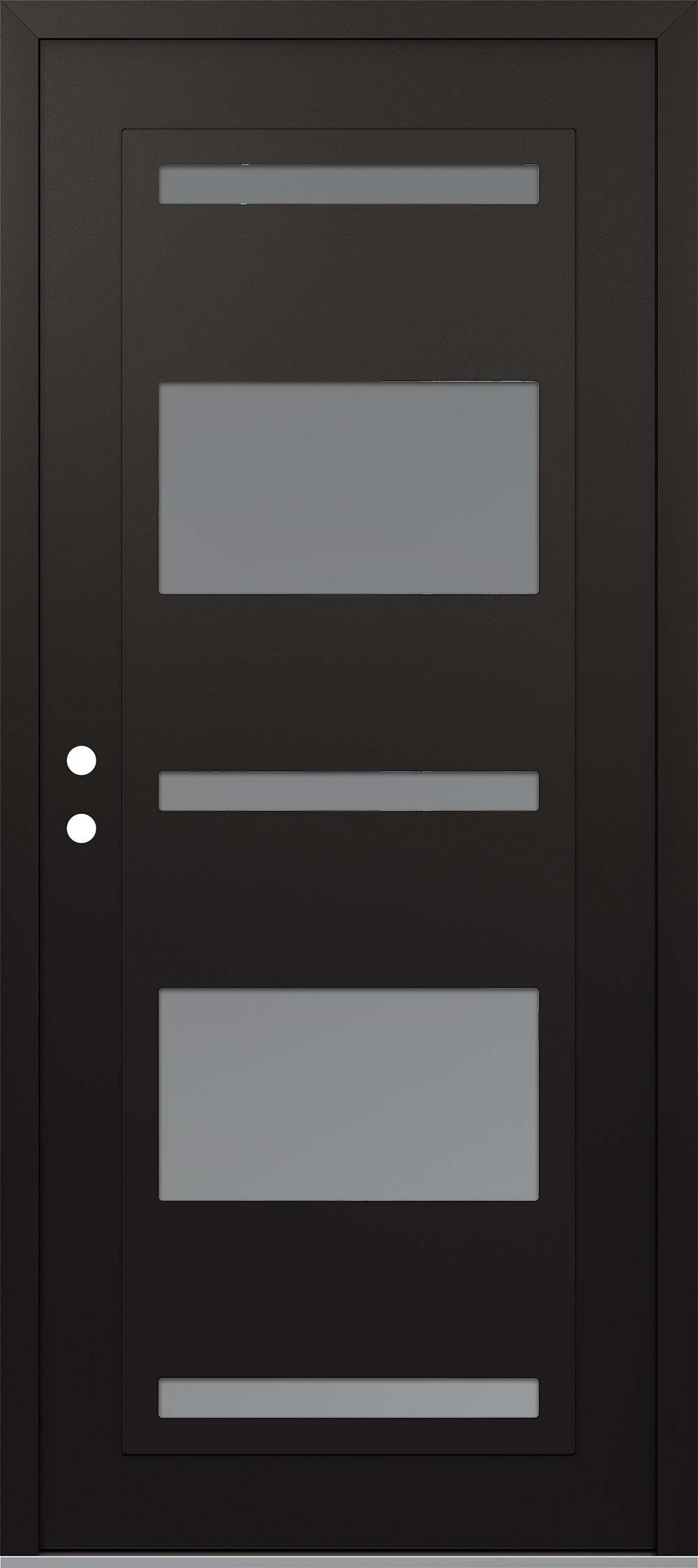Modern Steel Front Door Diamond C10 36" x 80" black/white frosted Glass Panel black RHI