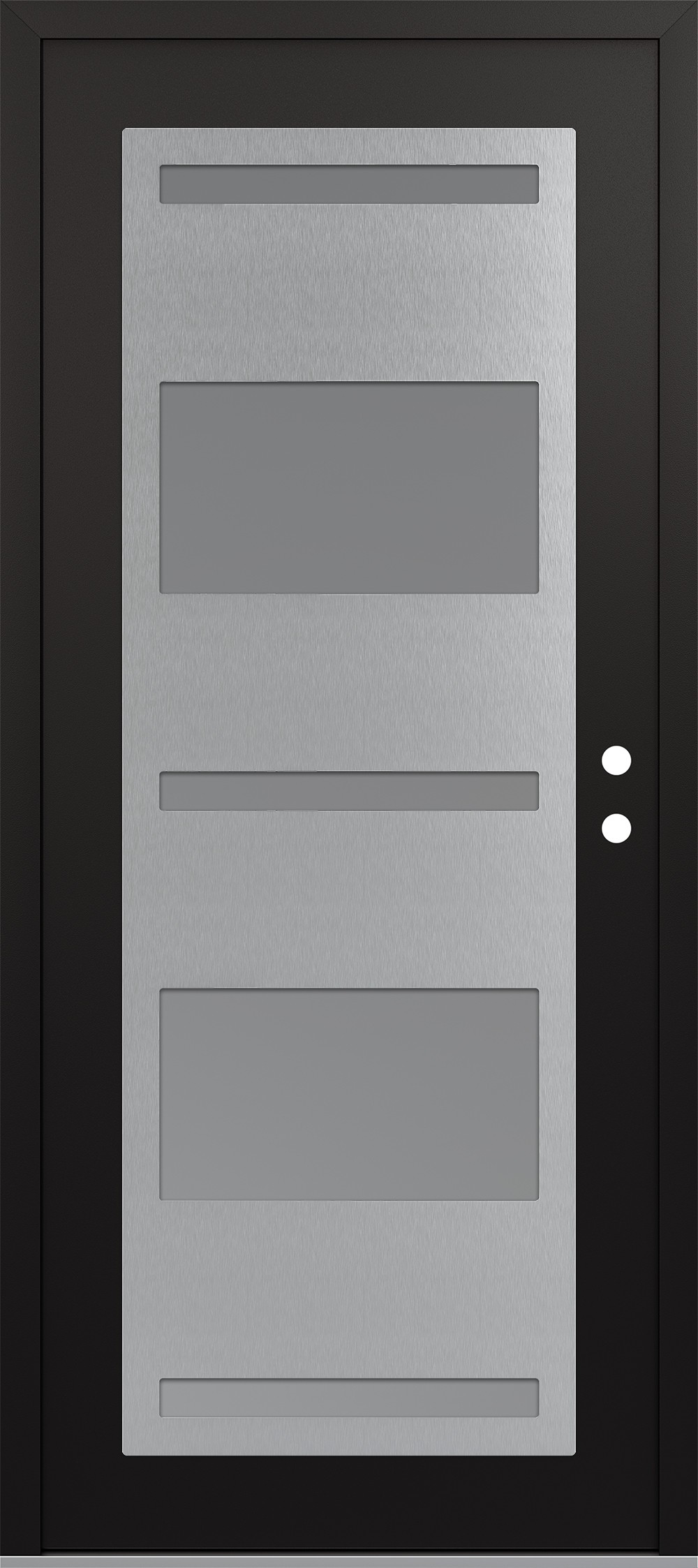 Modern Steel Front Door Diamond C10 36" x 80" black/white frosted Glass Panel stainless steel LHI