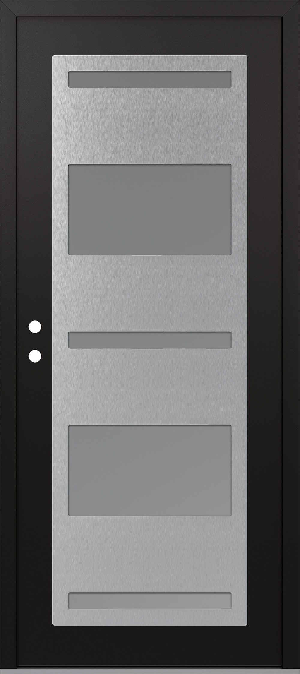 Modern Steel Front Door Diamond C10 36" x 80" black/white frosted Glass Panel stainless steel RHI