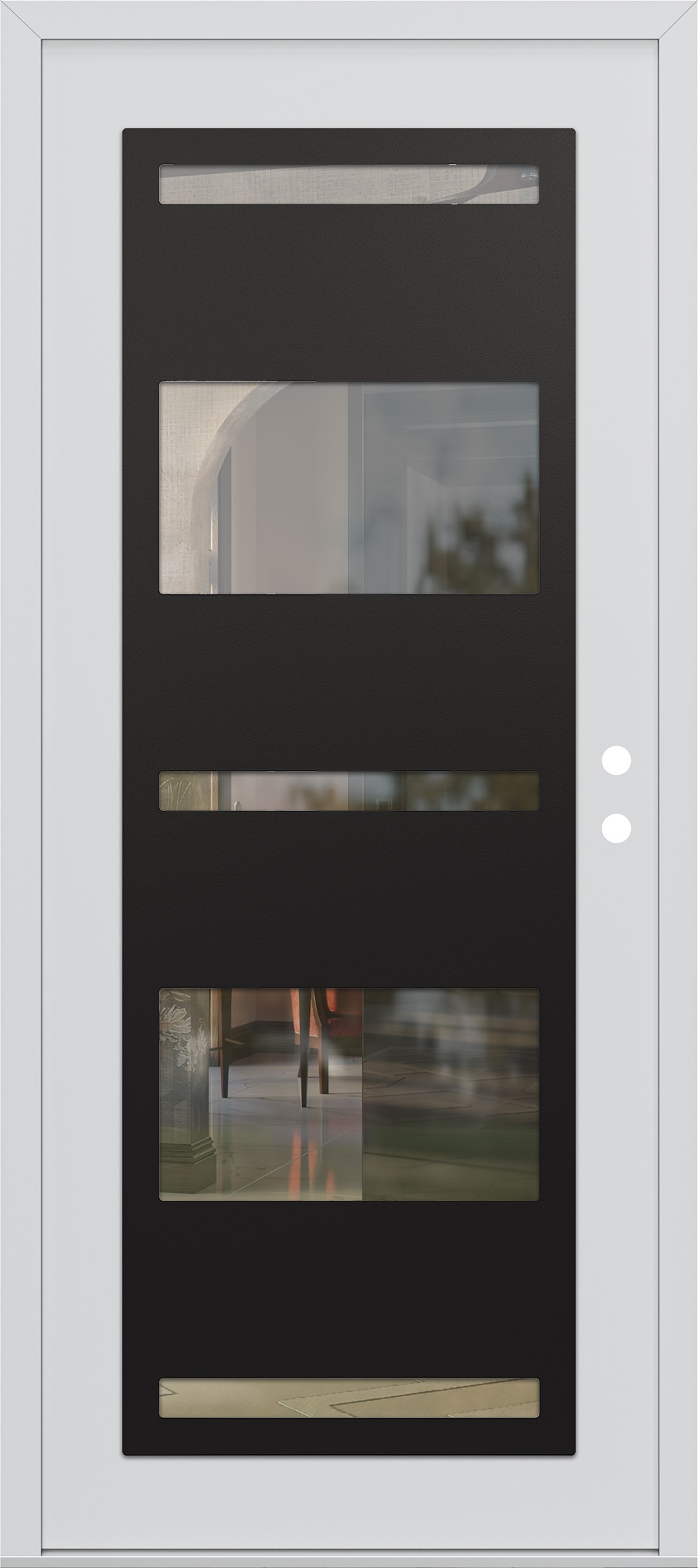 Modern Steel Front Door Diamond C10 36" x 80" white/white clear Glass Panel black LHI