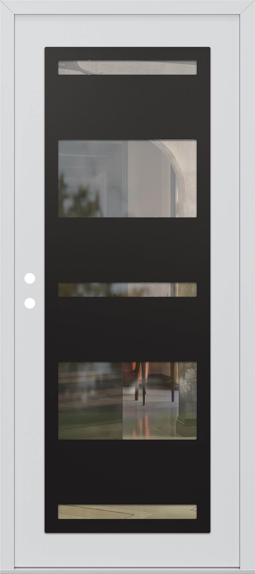Modern Steel Front Door Diamond C10 36" x 80" white/white clear Glass Panel black RHI