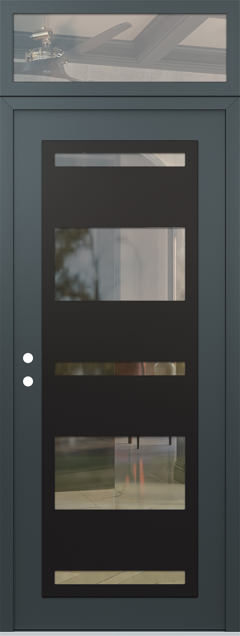 Modern Steel Front Door DIAMOND C10 36" X 96" ANTHRACITE/ANTHRACITE CLEAR GLASS PANEL BLACK RHI WITH TRANSOM CLEAR GLASS