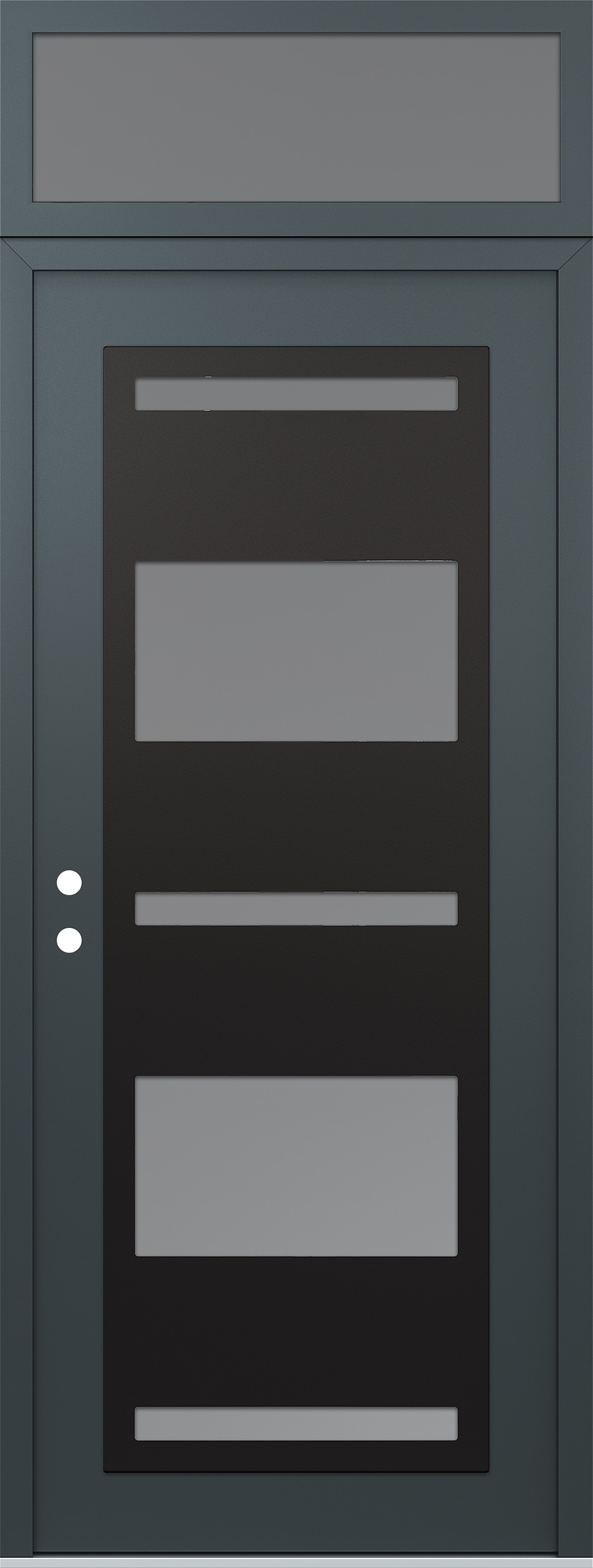 Modern Steel Front Door DIAMOND C10 36" X 96" ANTHRACITE/ANTHRACITE FROSTED GLASS PANEL BLACK RHI WITH TRANSOM FROSTED GLASS