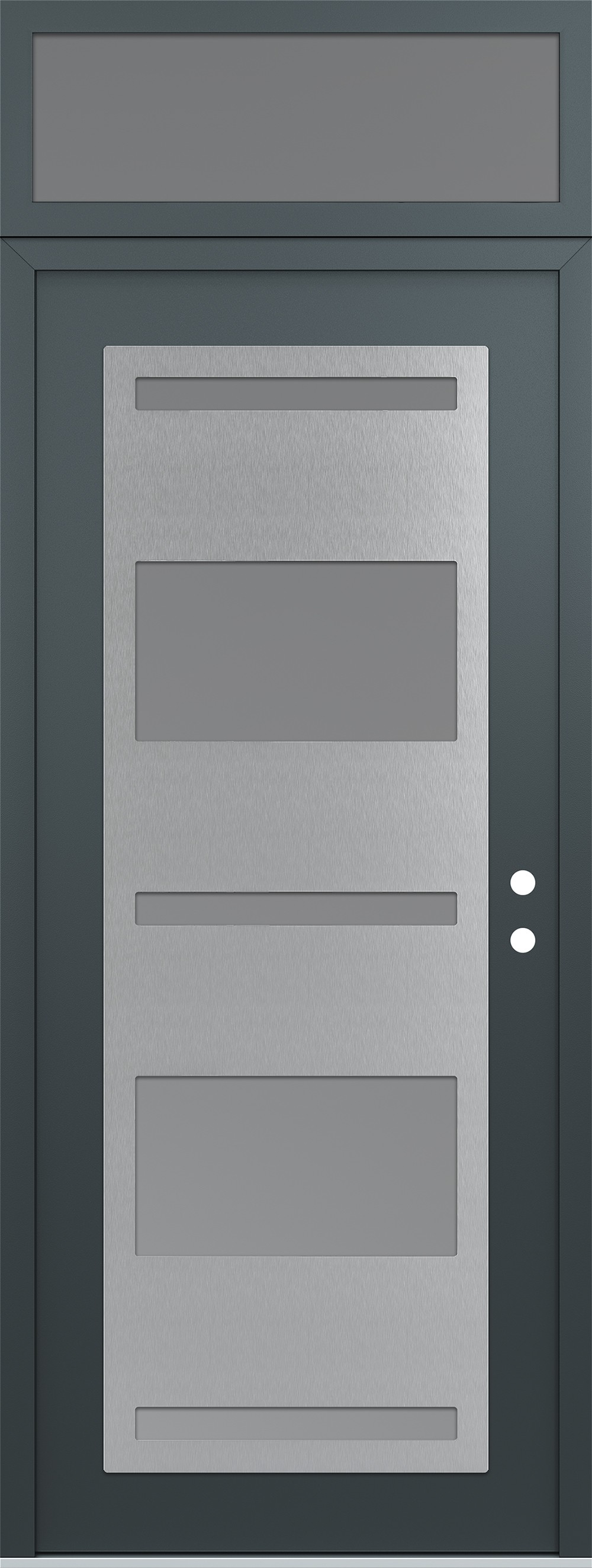 Modern Steel Front Door DIAMOND C10 36" X 96" ANTHRACITE/ANTHRACITE FROSTED GLASS PANEL STAINLESS STEEL LHI WITH TRANSOM FROSTED GLASS