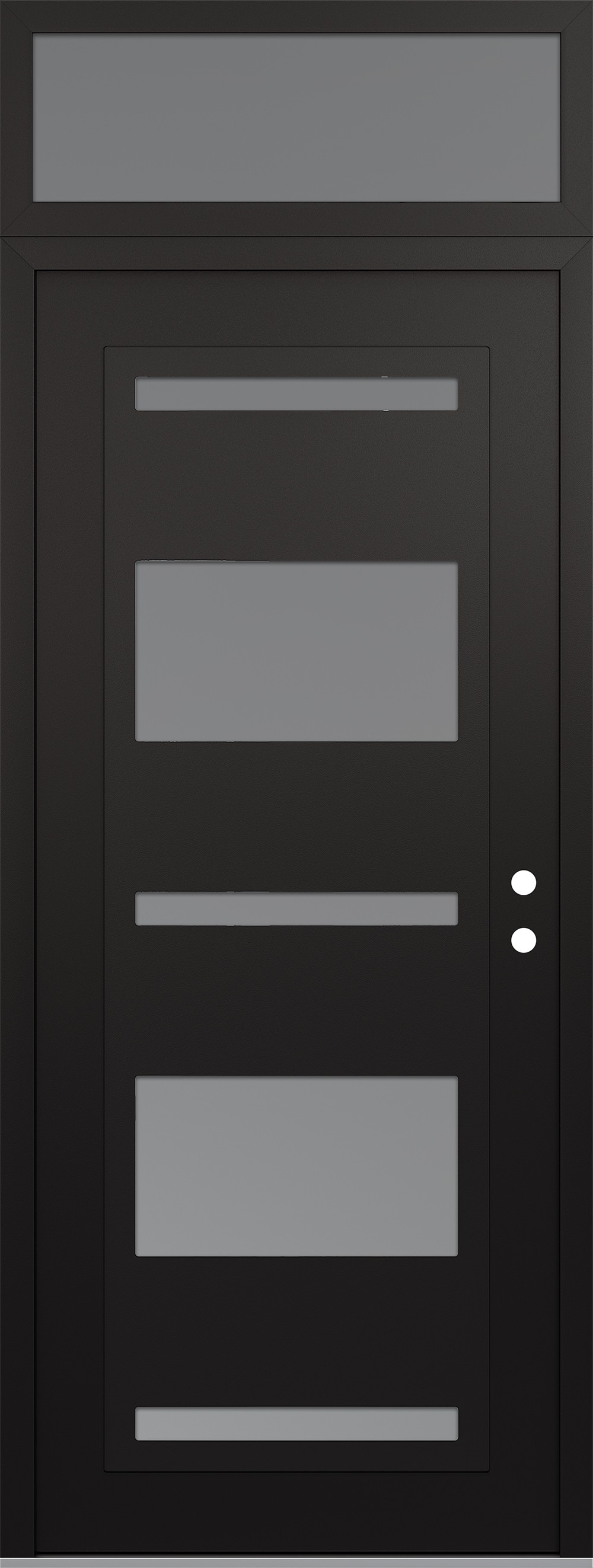 Modern Steel Front Door DIAMOND C10 36" X 96" BLACK/WHITE FROSTED GLASS PANEL BLACK LHI WITH TRANSOM FROSTED GLASS