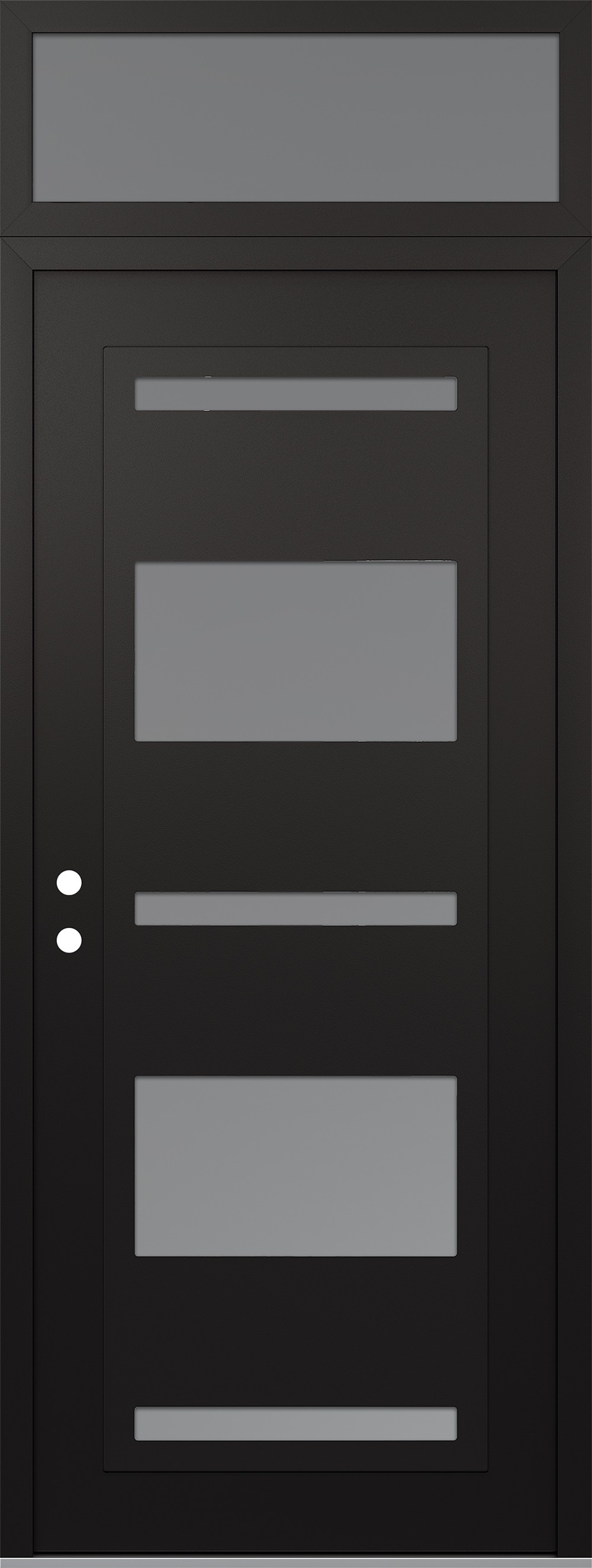 Modern Steel Front Door DIAMOND C10 36" X 96" BLACK/WHITE FROSTED GLASS PANEL BLACK RHI WITH TRANSOM FROSTED GLASS
