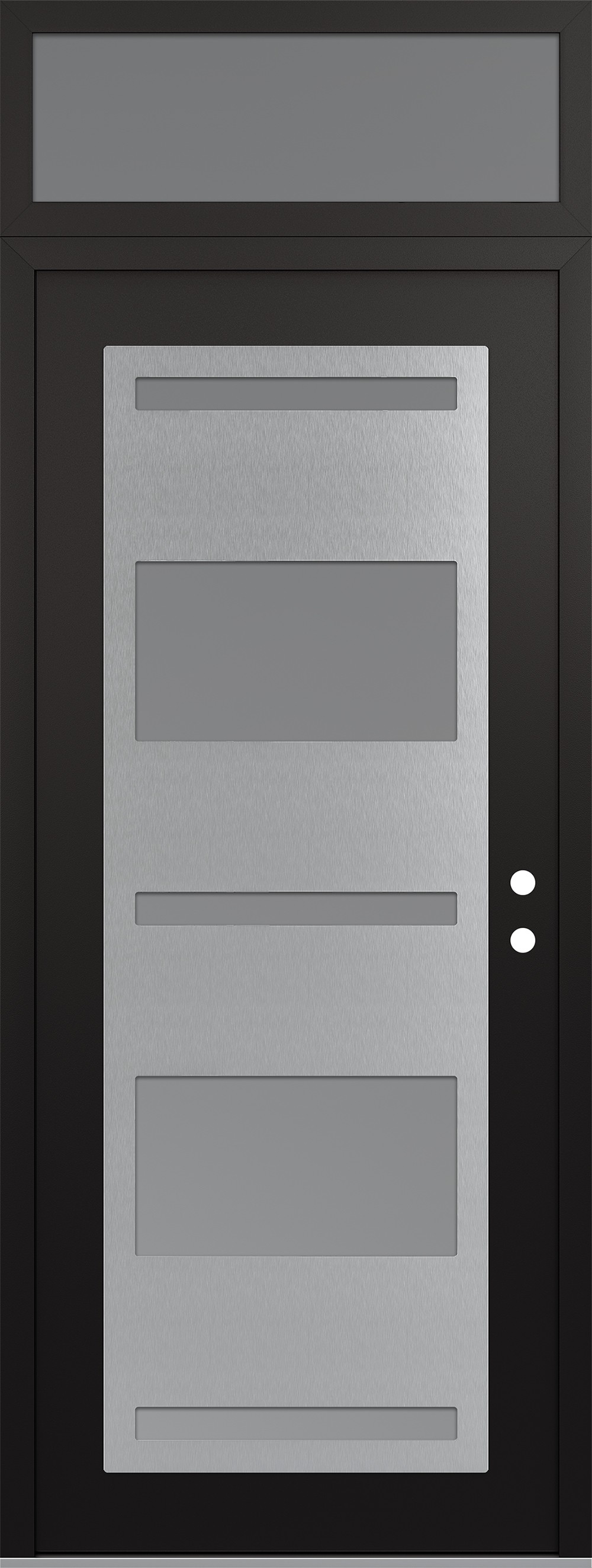 Modern Steel Front Door DIAMOND C10 36" X 96" BLACK/WHITE FROSTED GLASS PANEL STAINLESS STEEL LHI WITH TRANSOM FROSTED GLASS