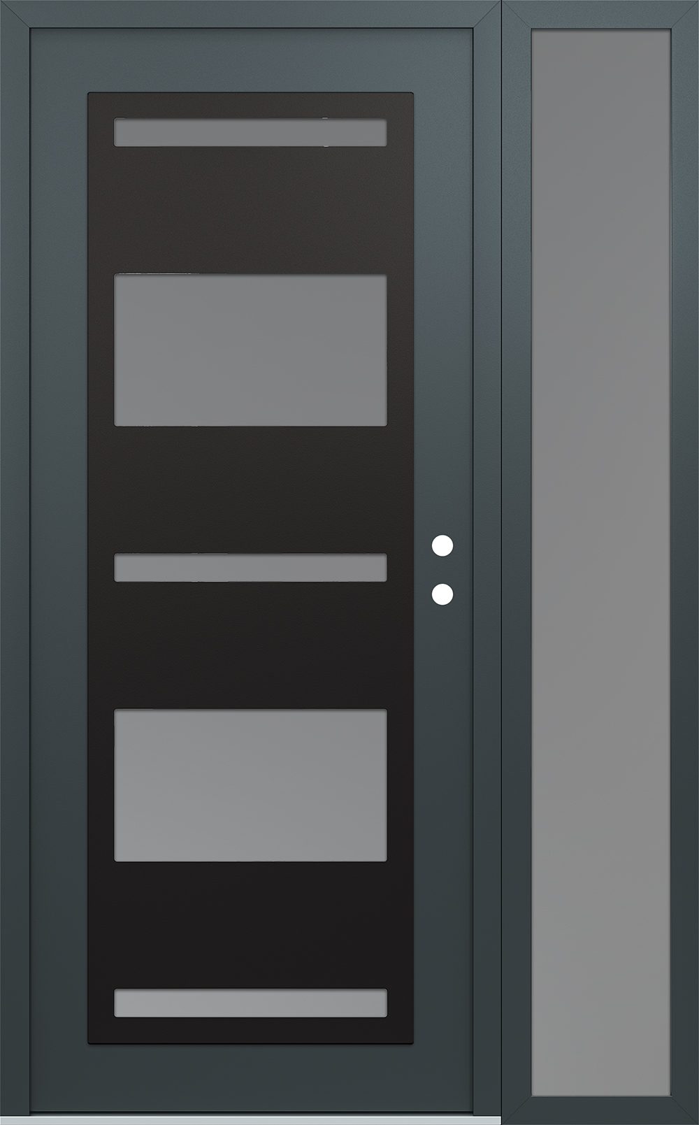Modern Steel Front Door Diamond C10 48" x 80" anthracite/anthracite frosted Glass Panel black LHI with Sidelite frosted Glass