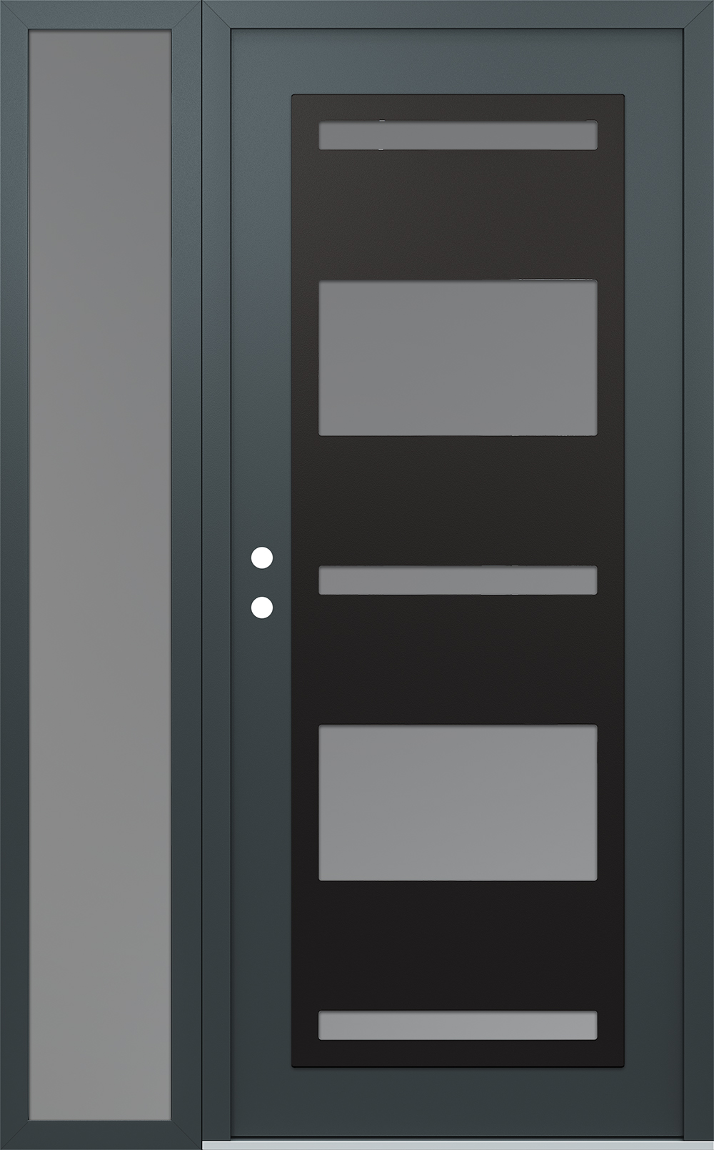 Modern Steel Front Door Diamond C10 50" x 80" anthracite/anthracite frosted Glass Panel black RHI with Sidelite frosted Glass