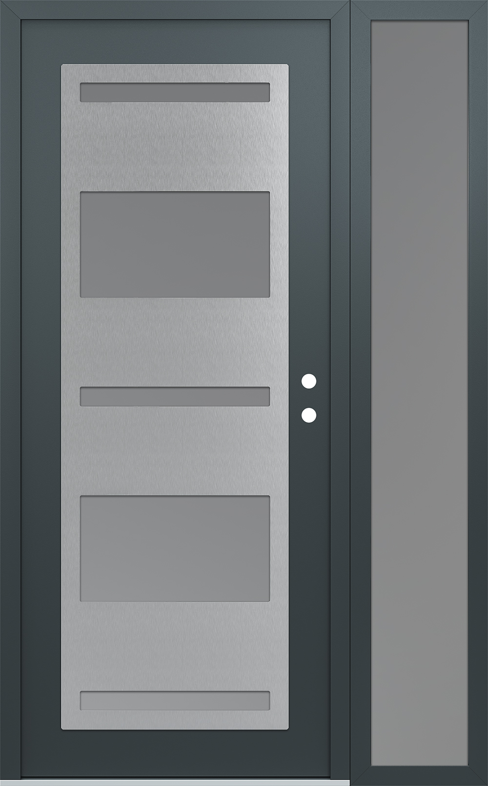 Modern Steel Front Door Diamond C10 50" x 80" anthracite/anthracite frosted Glass Panel stainless steel LHI with Sidelite frosted Glass