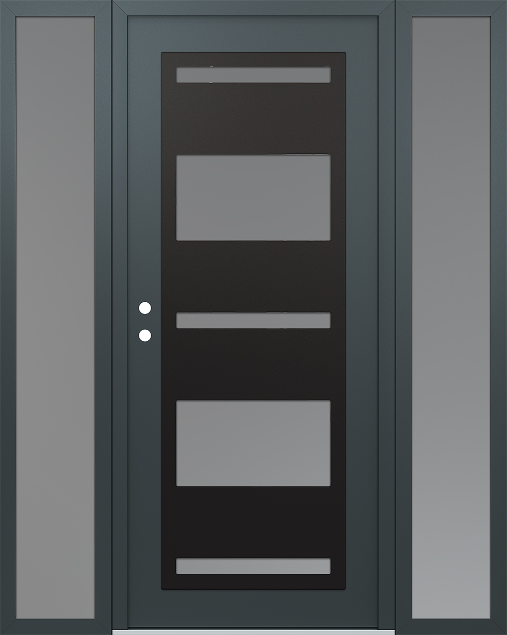 Modern Steel Front Door Diamond C10 60" x 80" anthracite/anthracite frosted Glass Panel black RHI with 2 Sidelites frosted Glass