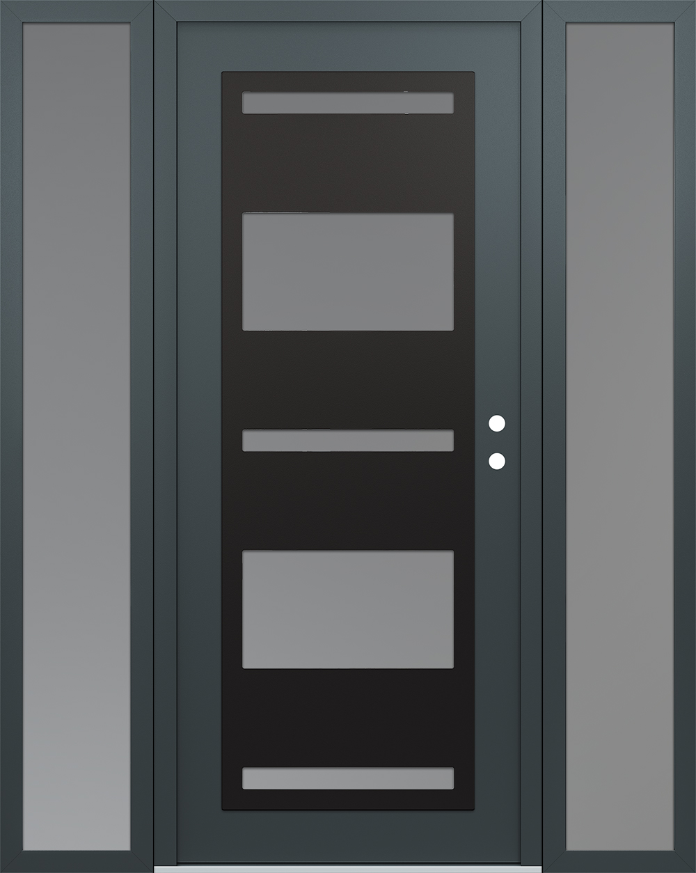 Modern Steel Front Door Diamond C10 64" x 80" anthracite/anthracite frosted Glass Panel black LHI with 2 Sidelites frosted Glass