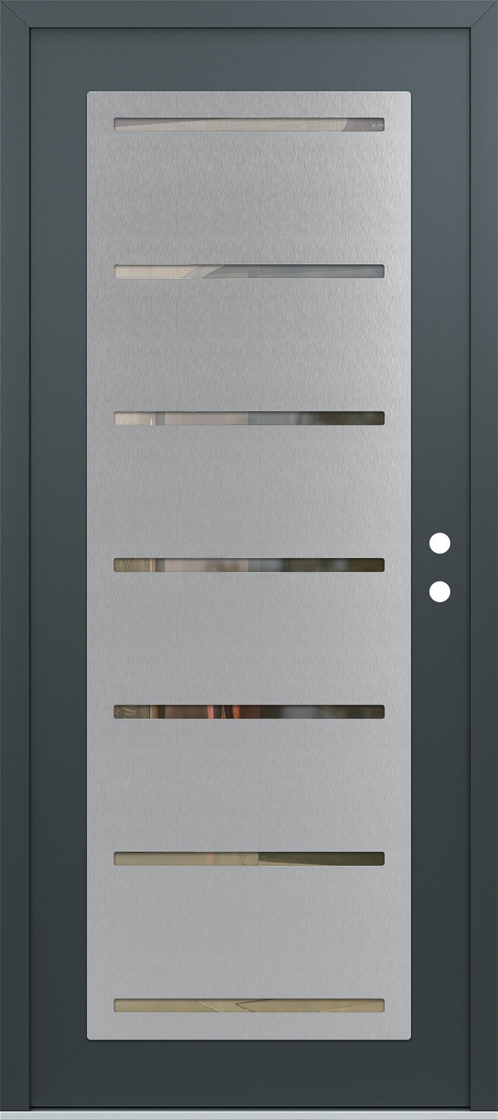 Modern Steel Front Door Diamond C11 36" x 80" anthracite/anthracite clear Glass Panel stainless steel LHI