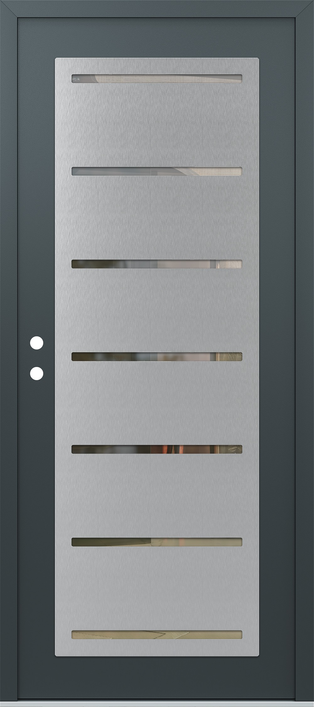 Modern Steel Front Door Diamond C11 36" x 80" anthracite/anthracite clear Glass Panel stainless steel RHI