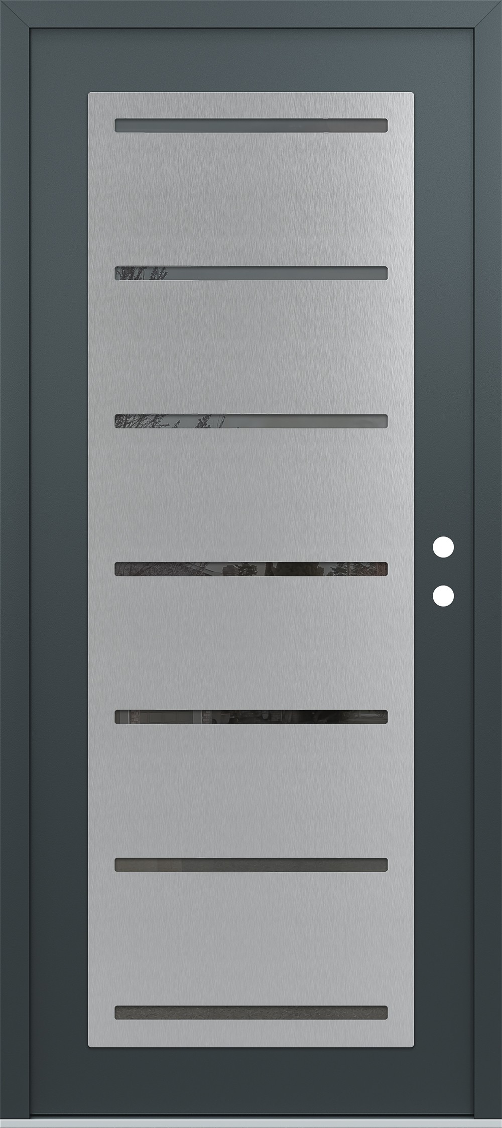 Modern Steel Front Door Diamond C11 36" x 80" anthracite/anthracite mirrored Glass Panel stainless steel LHI