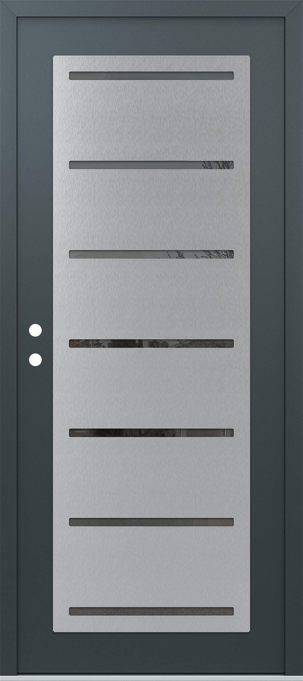 Modern Steel Front Door Diamond C11 36" x 80" anthracite/anthracite mirrored Glass Panel stainless steel RHI