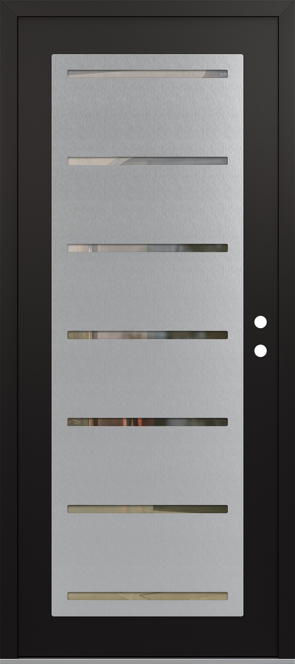 Modern Steel Front Door Diamond C11 36" x 80" black/black clear Glass Panel stainless steel LHI