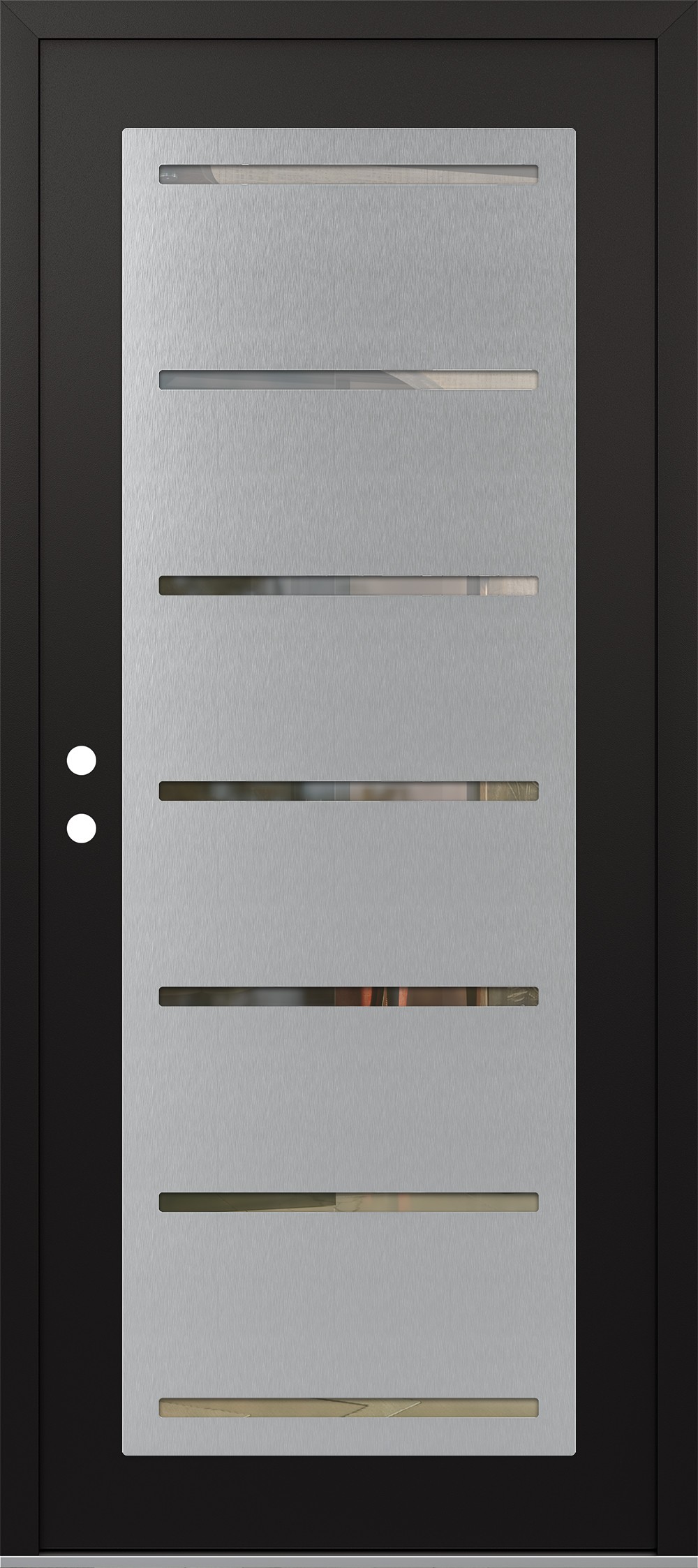 Modern Steel Front Door Diamond C11 36" x 80" black/black clear Glass Panel stainless steel RHI
