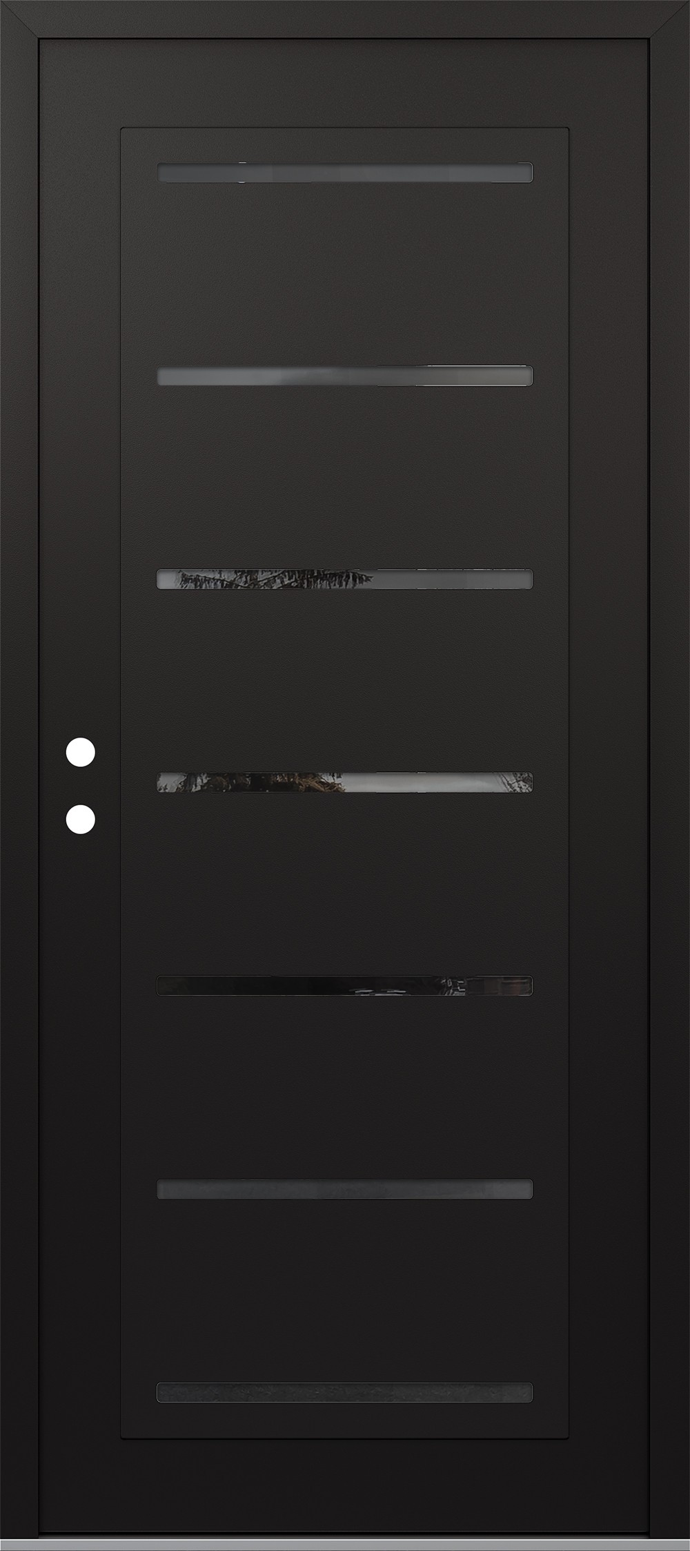 Modern Steel Front Door Diamond C11 36" x 80" black/black mirrored Glass Panel black RHI