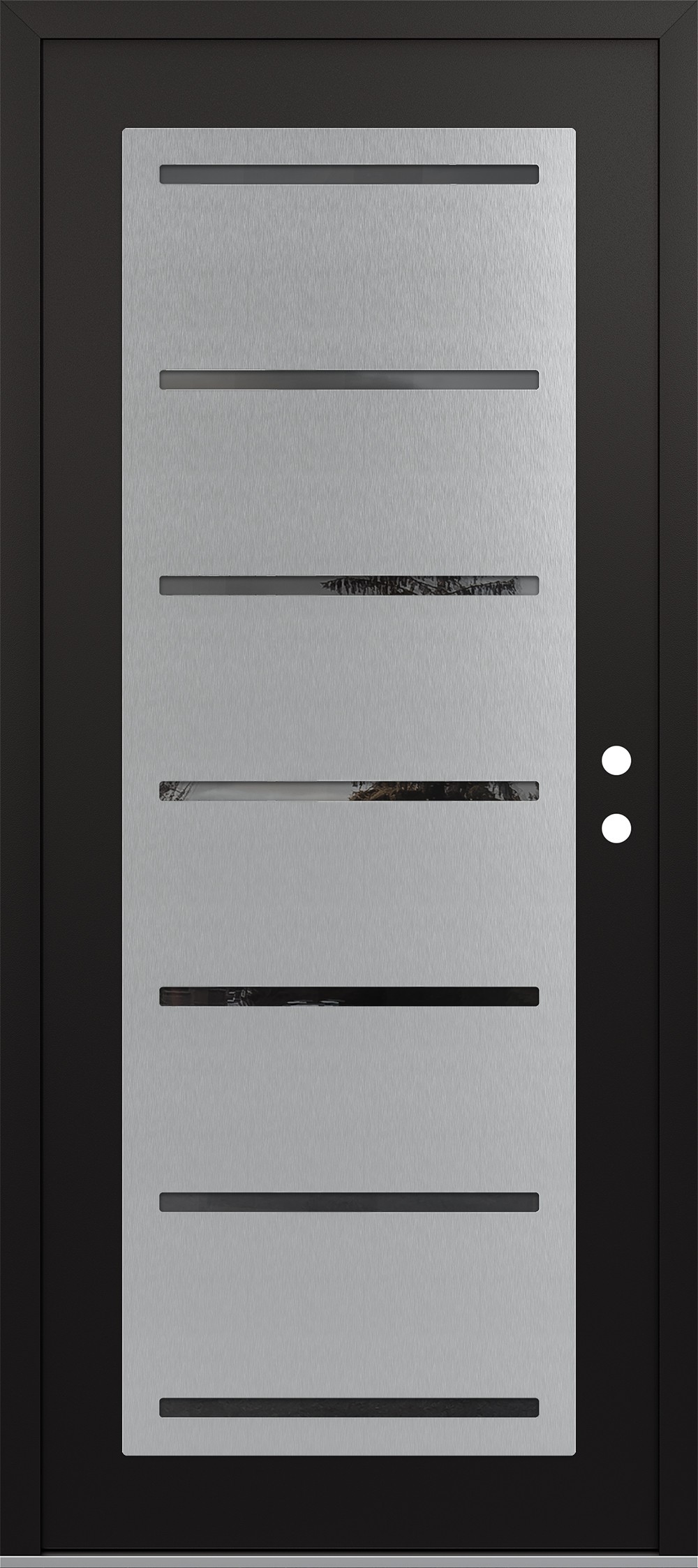 Modern Steel Front Door Diamond C11 36" x 80" black/black mirrored Glass Panel stainless steel LHI