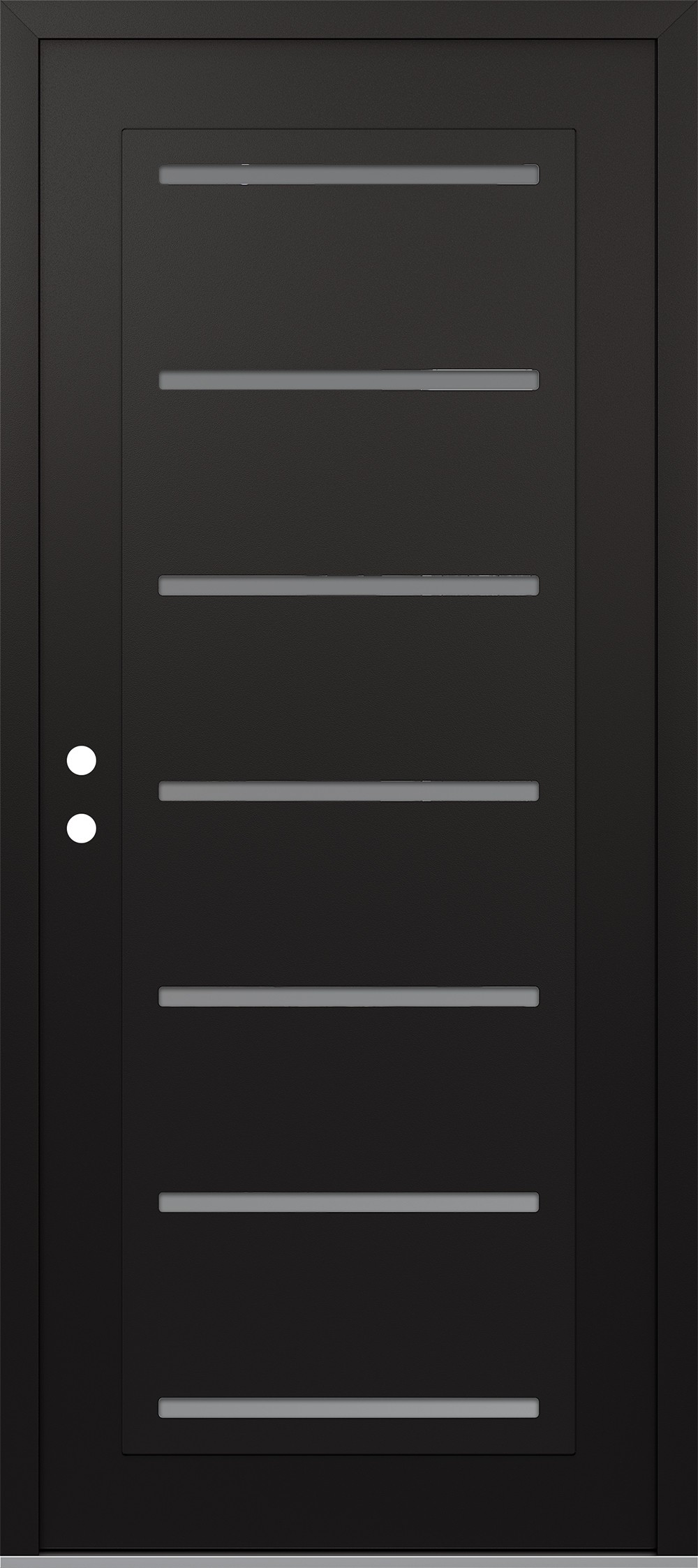 Modern Steel Front Door Diamond C11 36" x 80" black/white frosted Glass Panel black RHI