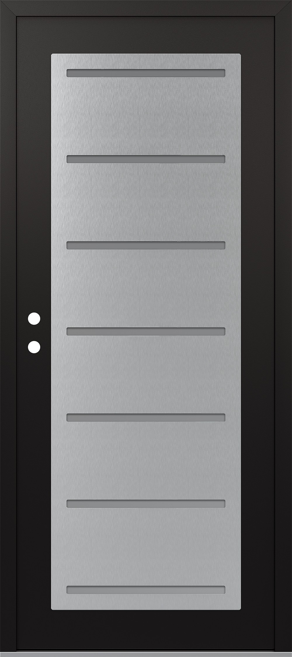 Modern Steel Front Door Diamond C11 36" x 80" black/white frosted Glass Panel stainless steel RHI