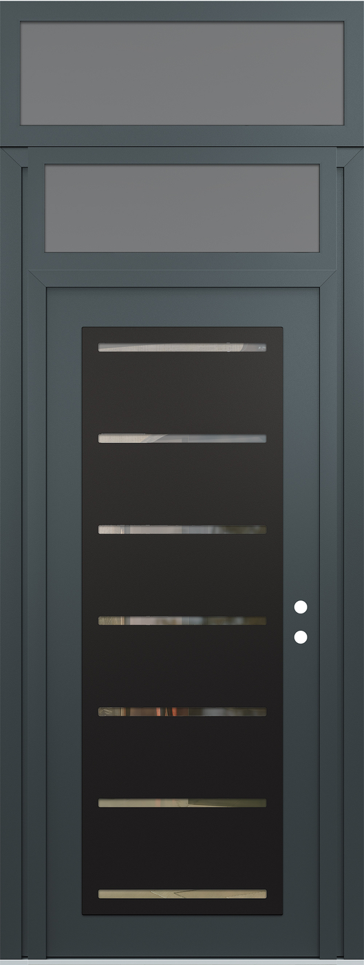 Modern Steel Front Door DIAMOND C11 36" X 96" ANTHRACITE/ANTHRACITE CLEAR GLASS PANEL BLACK LHI WITH TRANSOM FROSTED GLASS