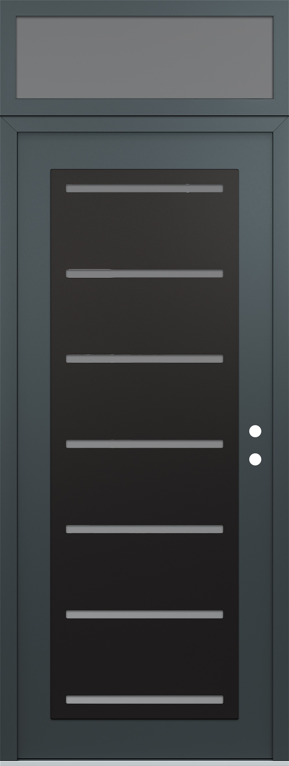 Modern Steel Front Door DIAMOND C11 36" X 96" ANTHRACITE/ANTHRACITE FROSTED GLASS PANEL BLACK LHI WITH TRANSOM FROSTED GLASS