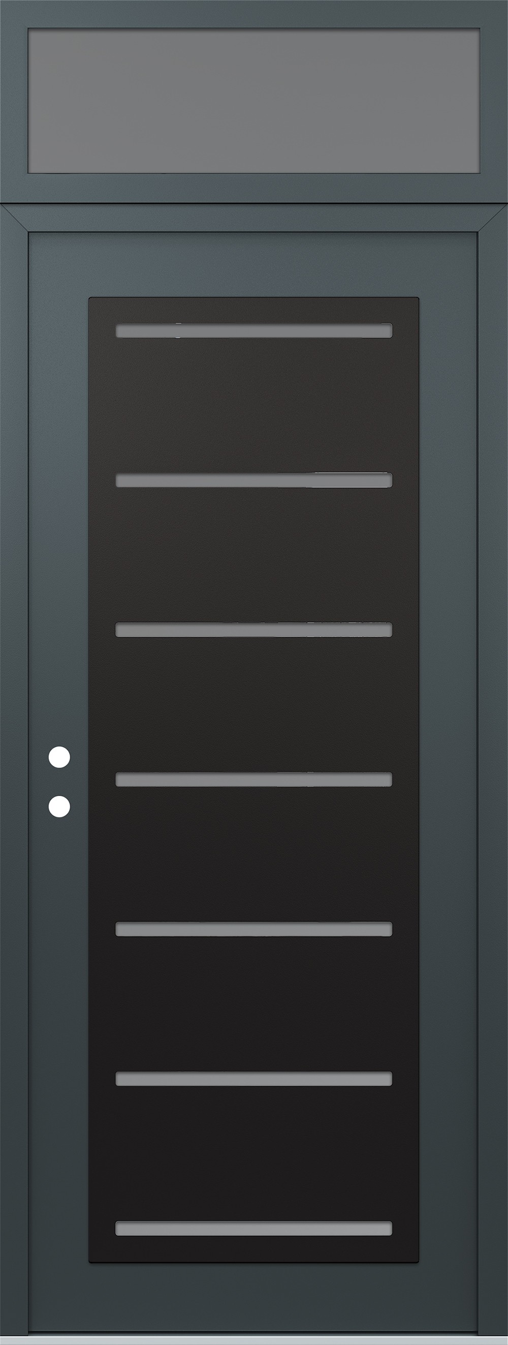 Modern Steel Front Door DIAMOND C11 36" X 96" ANTHRACITE/ANTHRACITE FROSTED GLASS PANEL BLACK RHI WITH TRANSOM FROSTED GLASS