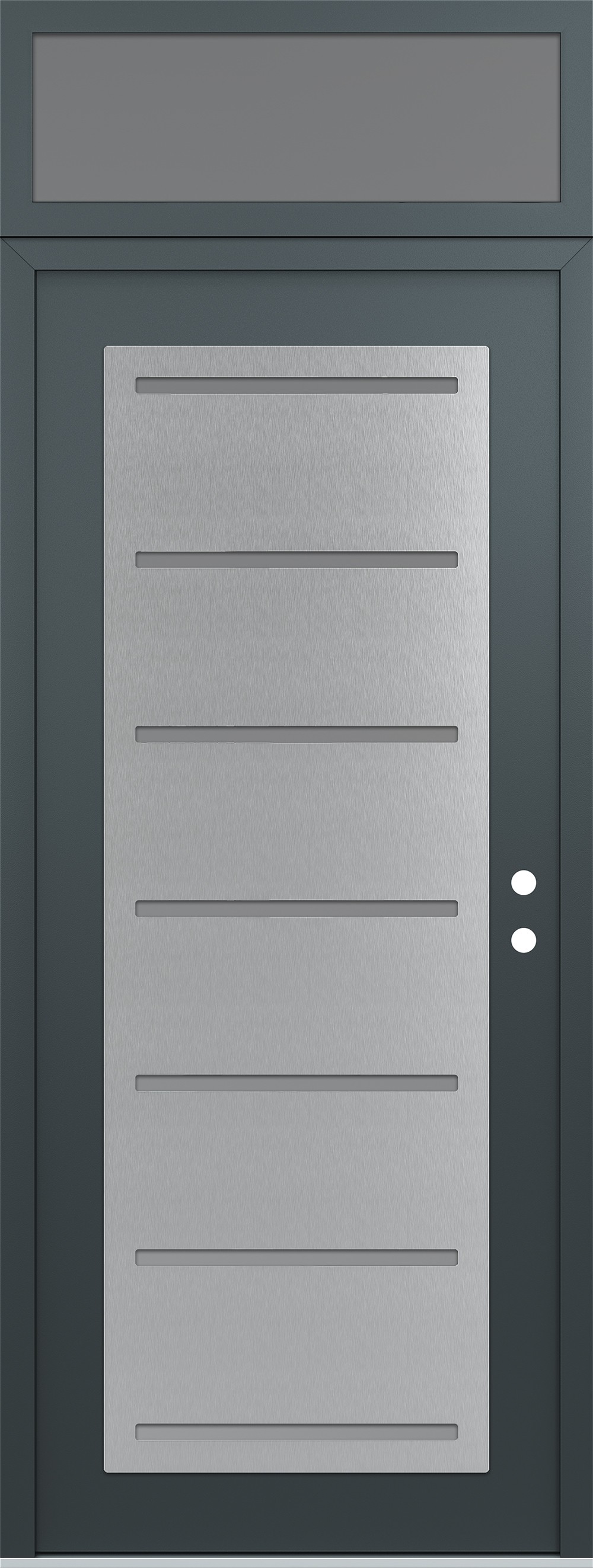 Modern Steel Front Door DIAMOND C11 36" X 96" ANTHRACITE/ANTHRACITE FROSTED GLASS PANEL STAINLESS STEEL LHI WITH TRANSOM FROSTED GLASS