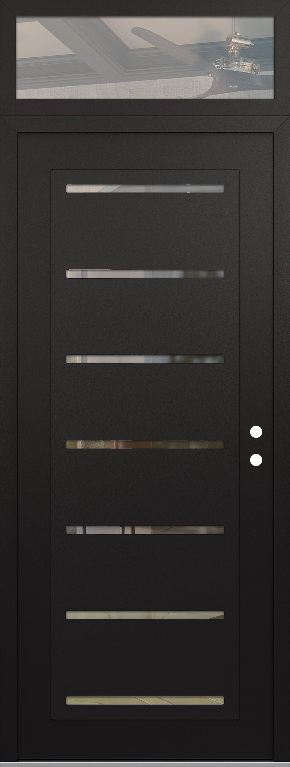 Modern Steel Front Door DIAMOND C11 36" X 96" BLACK/BLACK CLEAR GLASS PANEL BLACK LHI WITH TRANSOM CLEAR GLASS